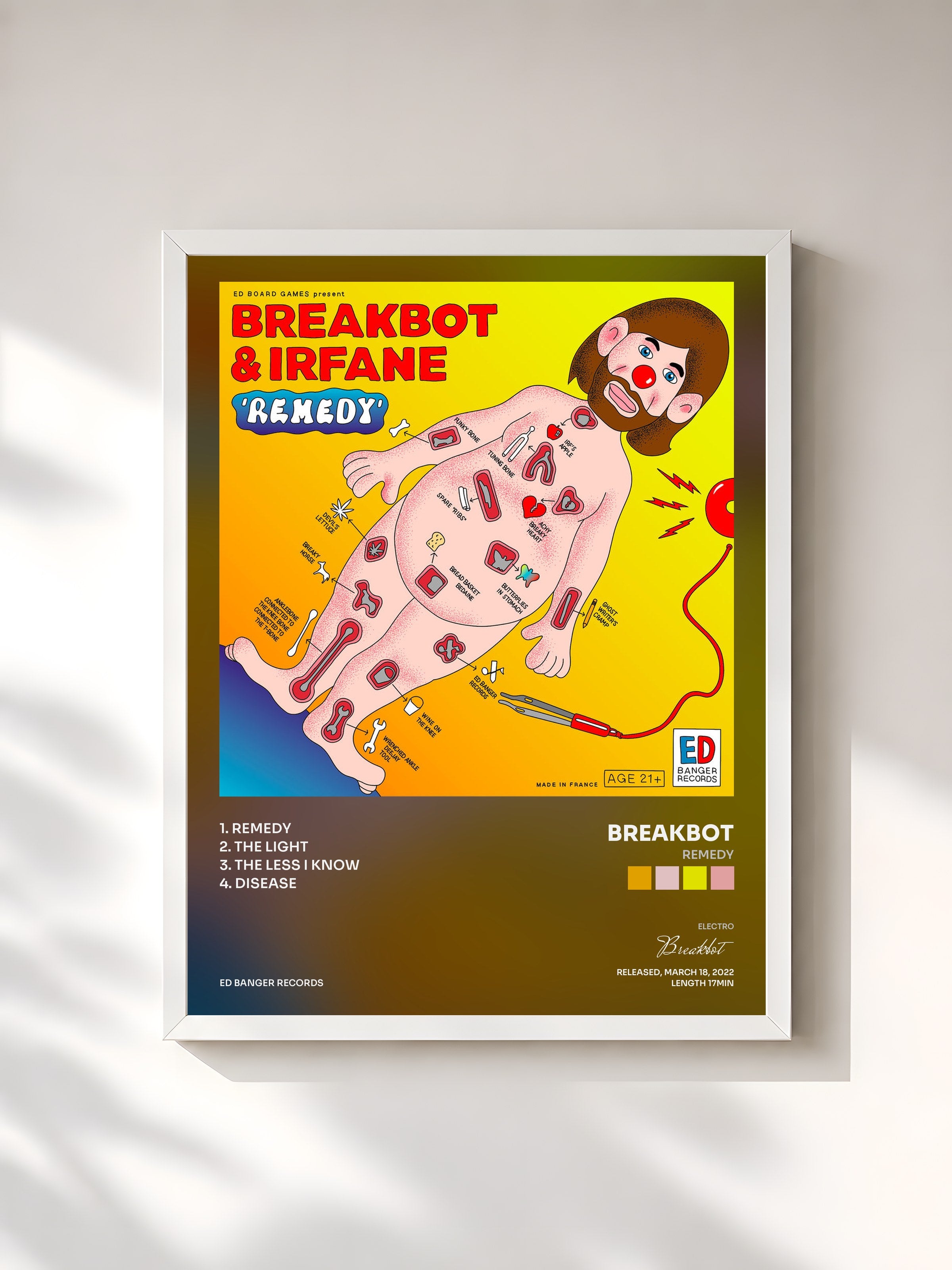 #blanc Tableau de l'album Remedy de Breakbot, cadre blanc, imprimé et encadré en France