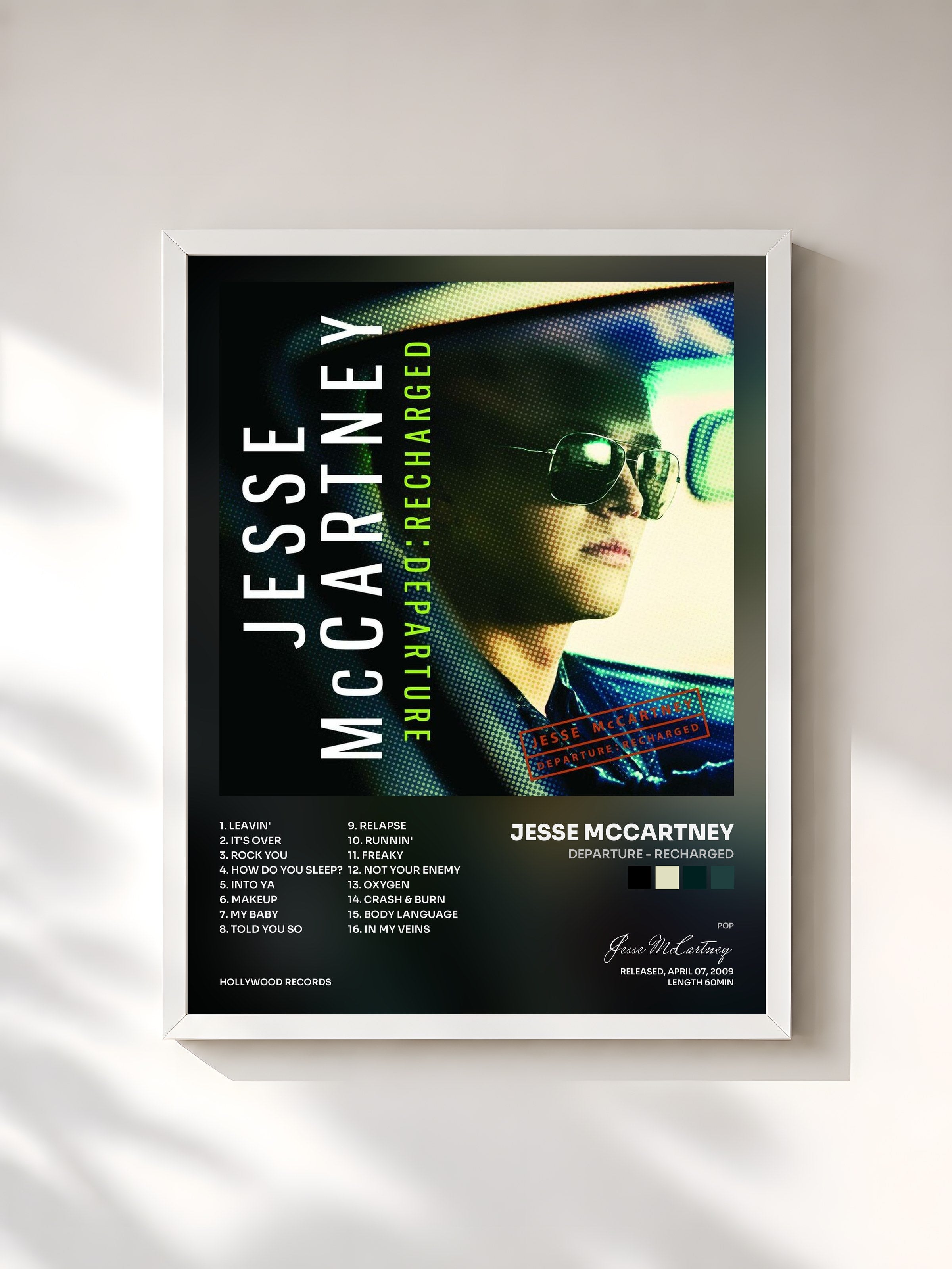#blanc Tableau de l'album Departure - Recharged de Jesse McCartney, cadre blanc, imprimé et encadré en France