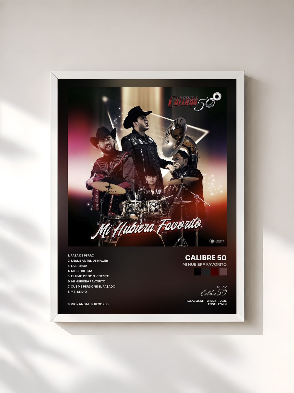 #blanc Tableau de l'album Mi Hubiera Favorito de Calibre 50, cadre blanc, imprimé et encadré en France