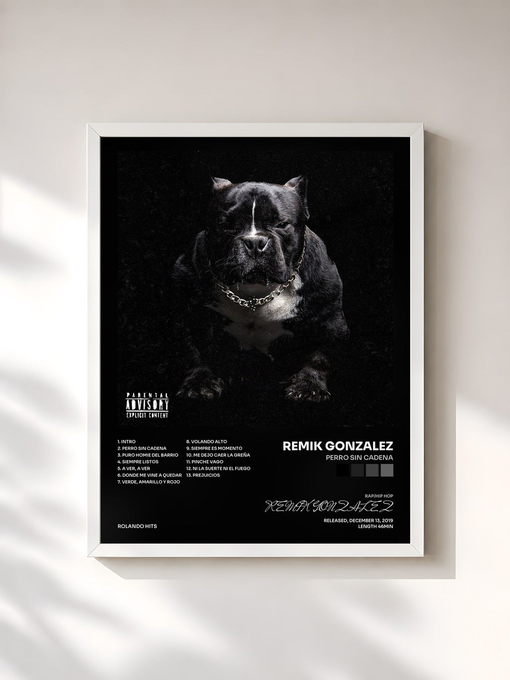 #blanc Tableau de l'album Perro Sin Cadena de REMIK GONZALEZ, cadre blanc, imprimé et encadré en France