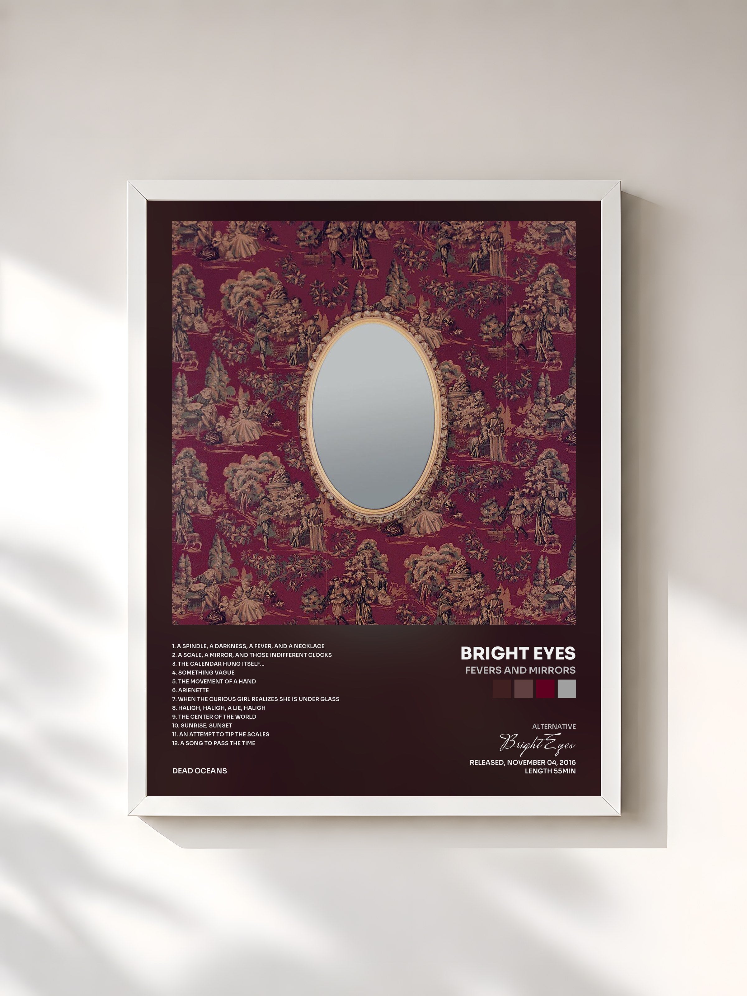 #blanc Tableau de l'album Fevers and Mirrors de Bright Eyes, cadre blanc, imprimé et encadré en France