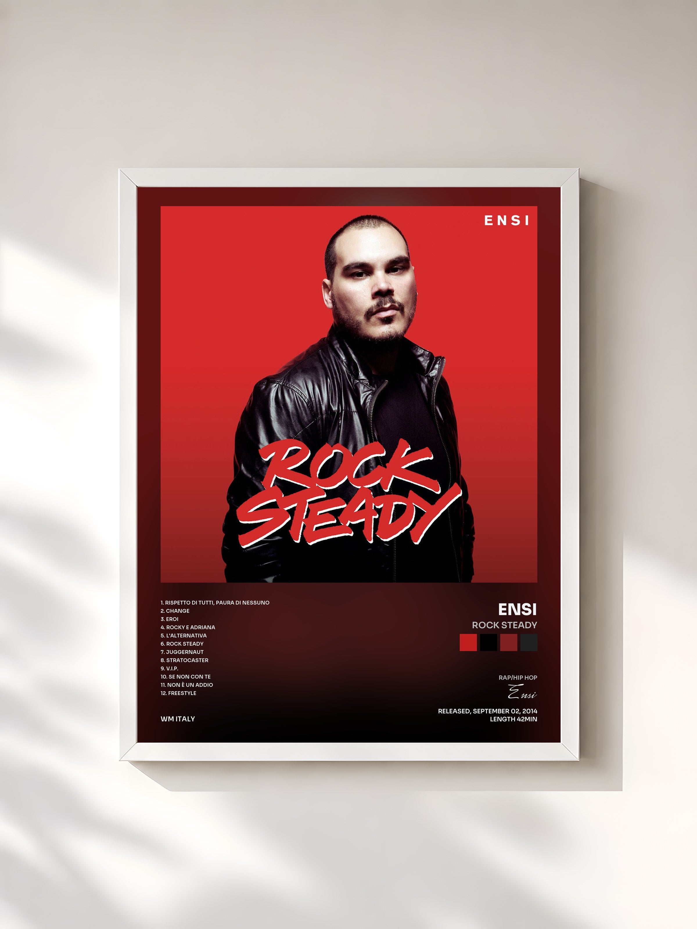 #blanc Tableau de l'album Rock Steady de Ensi, cadre blanc, imprimé et encadré en France