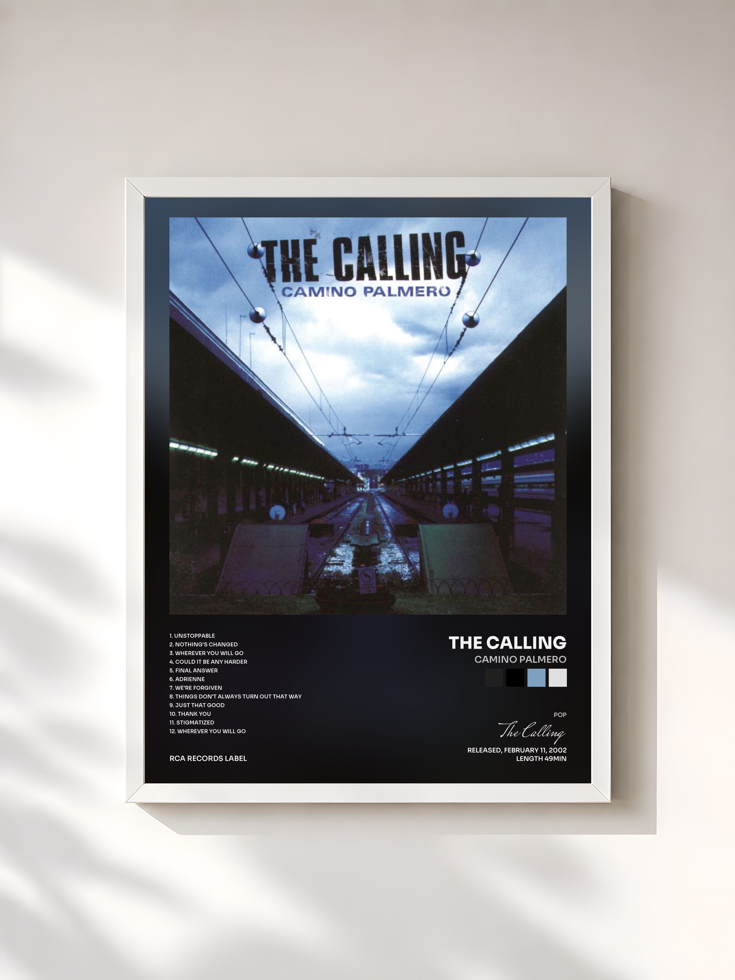 #blanc Tableau de l'album Camino Palmero de The Calling, cadre blanc, imprimé et encadré en France