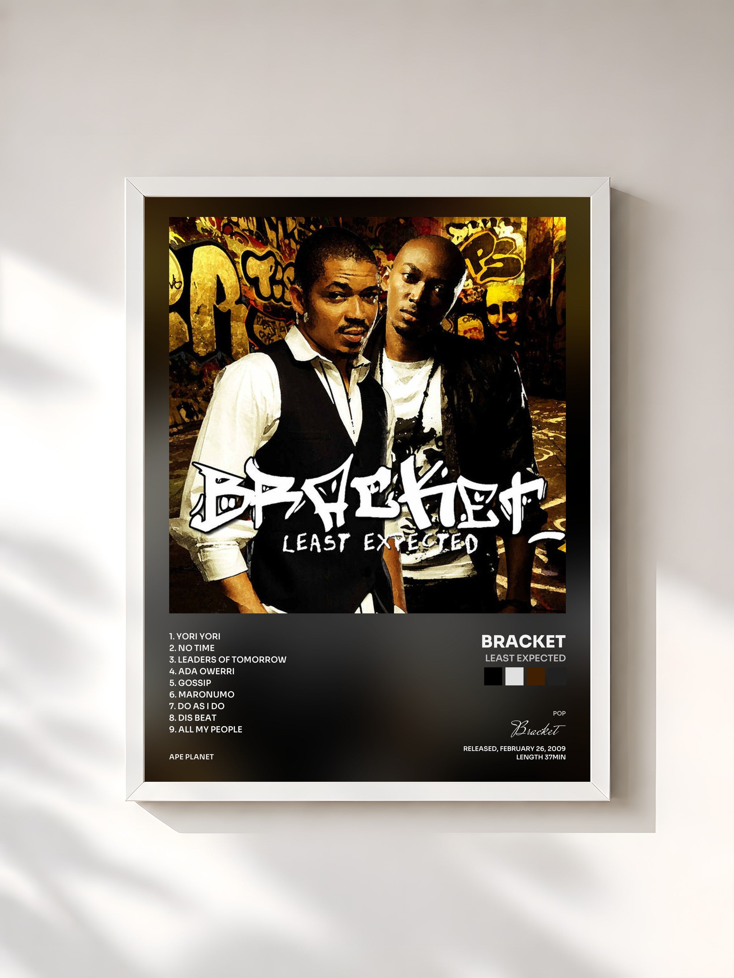 #blanc Tableau de l'album Least Expected de Bracket, cadre blanc, imprimé et encadré en France
