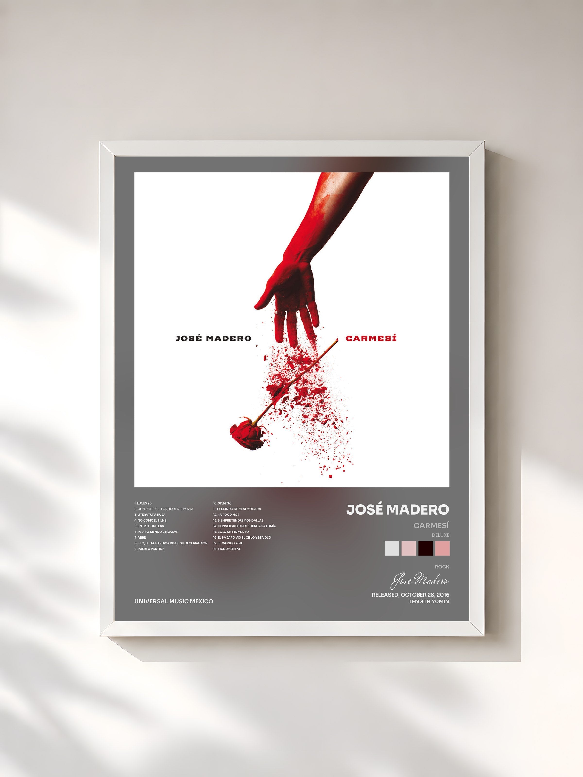 #blanc Tableau de l'album Carmesí (Deluxe) de José Madero, cadre blanc, imprimé et encadré en France