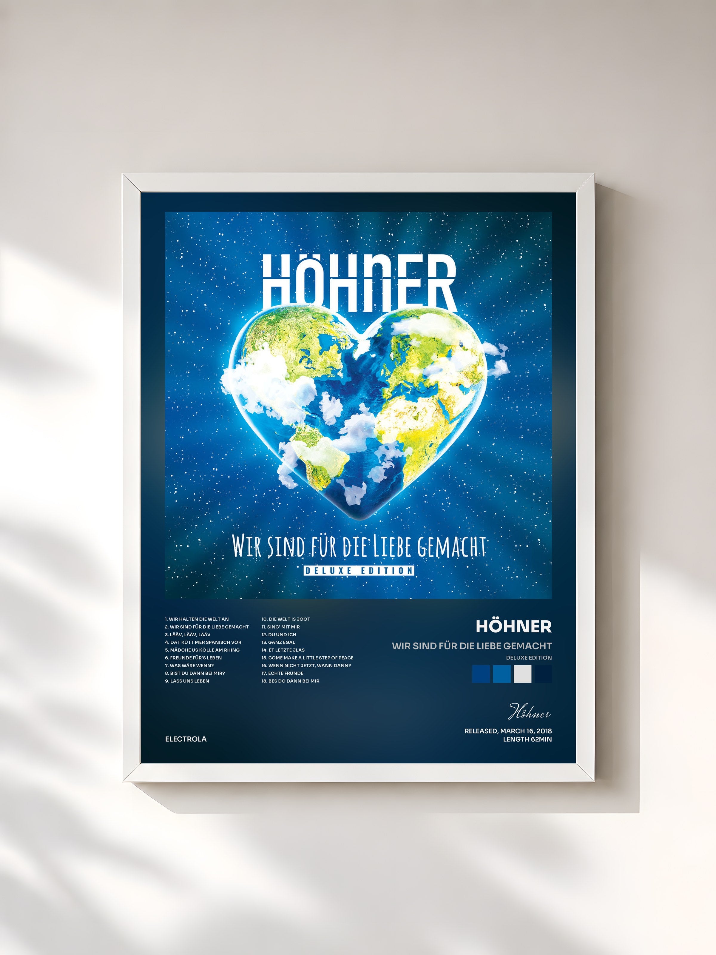 #blanc Tableau de l'album Wir sind für die Liebe gemacht (Deluxe Edition) de Höhner, cadre blanc, imprimé et encadré en France