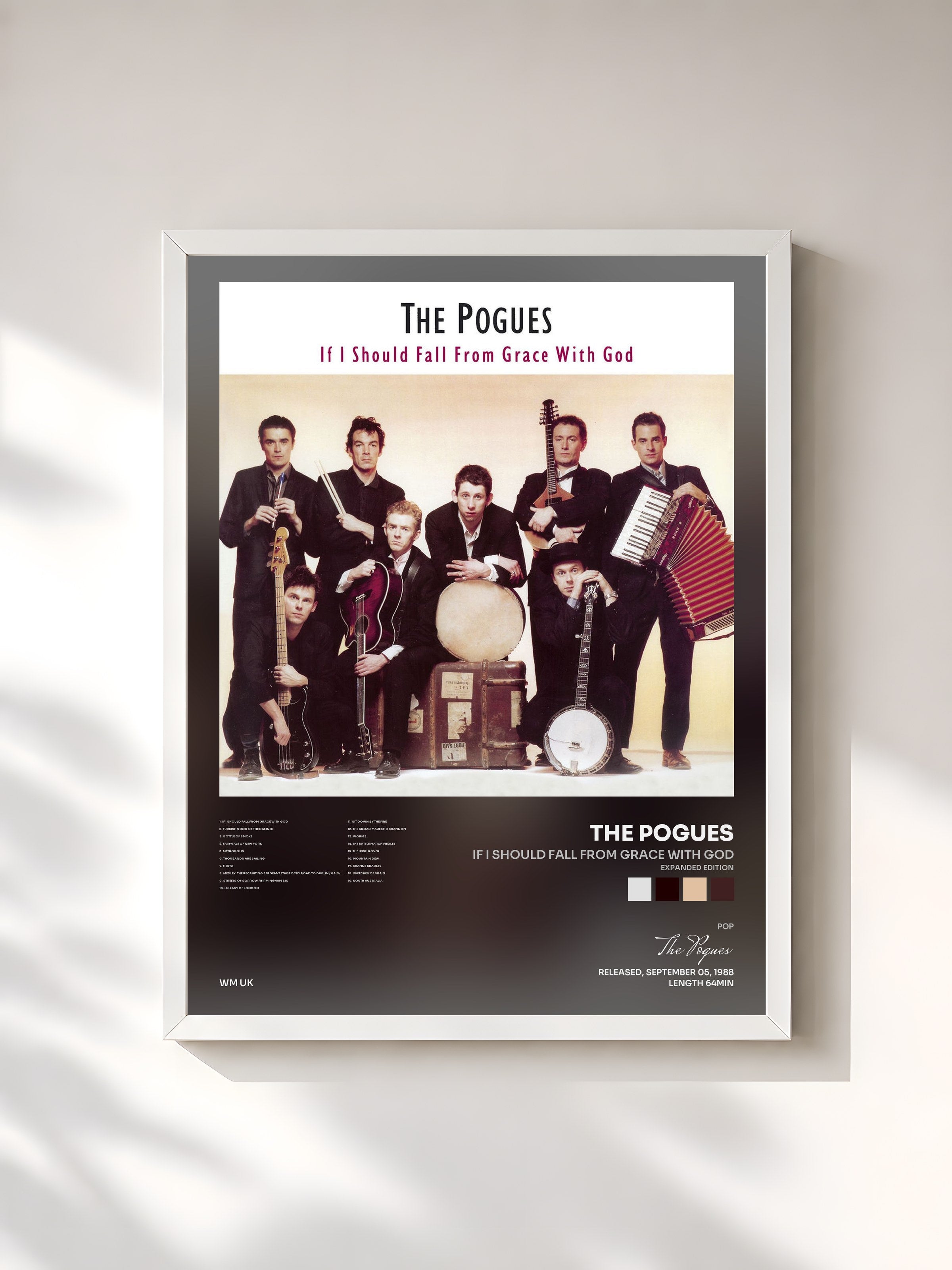 #blanc Tableau de l'album If I Should Fall from Grace with God (Expanded Edition) de The Pogues, cadre blanc, imprimé et encadré en France