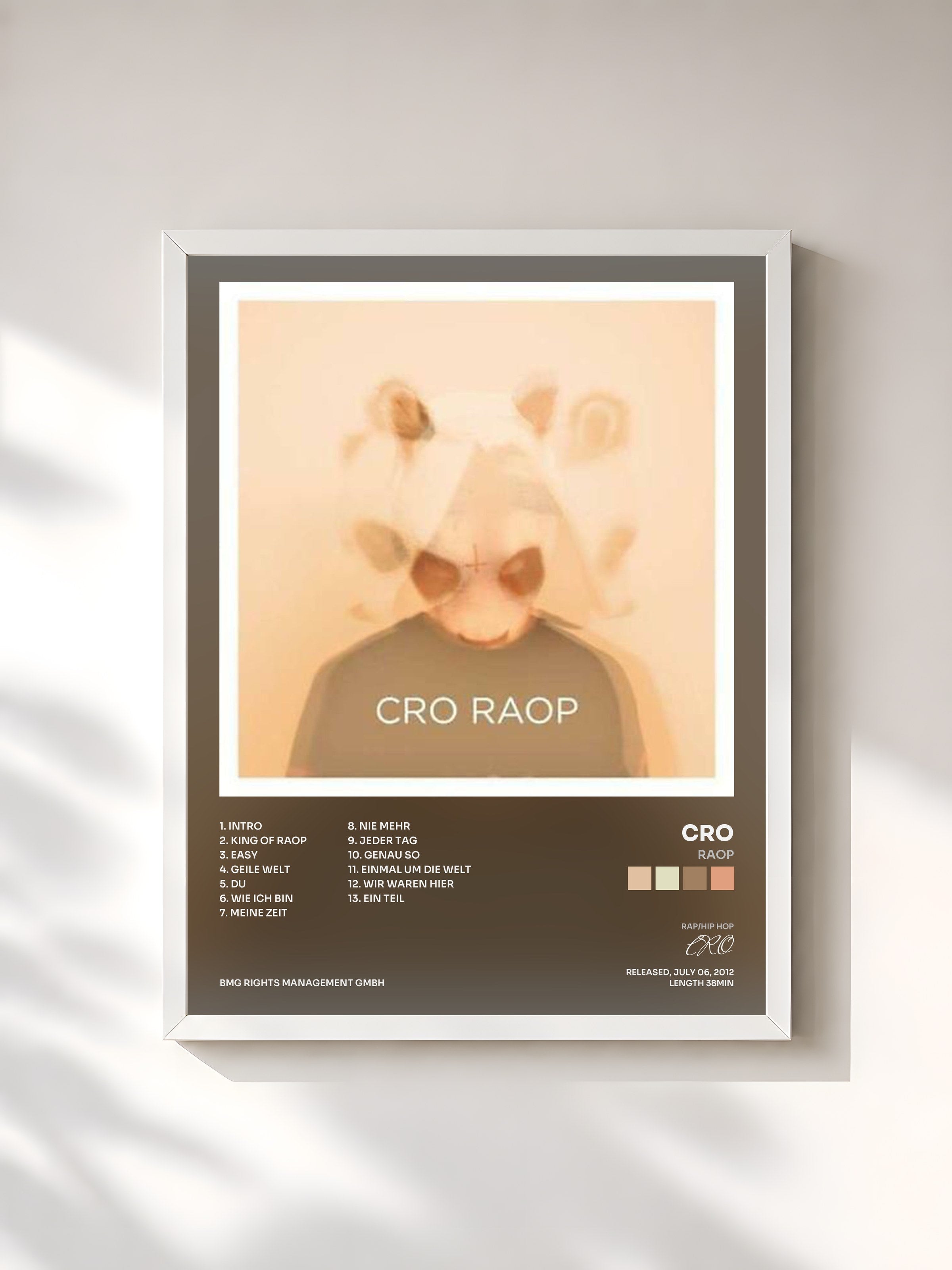 #blanc Tableau de l'album Raop de CRO, cadre blanc, imprimé et encadré en France
