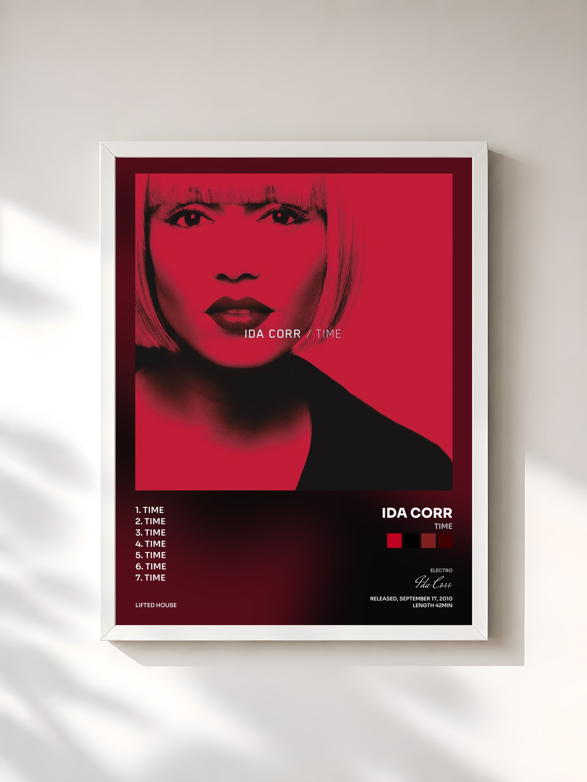#blanc Tableau de l'album Time de Ida Corr, cadre blanc, imprimé et encadré en France