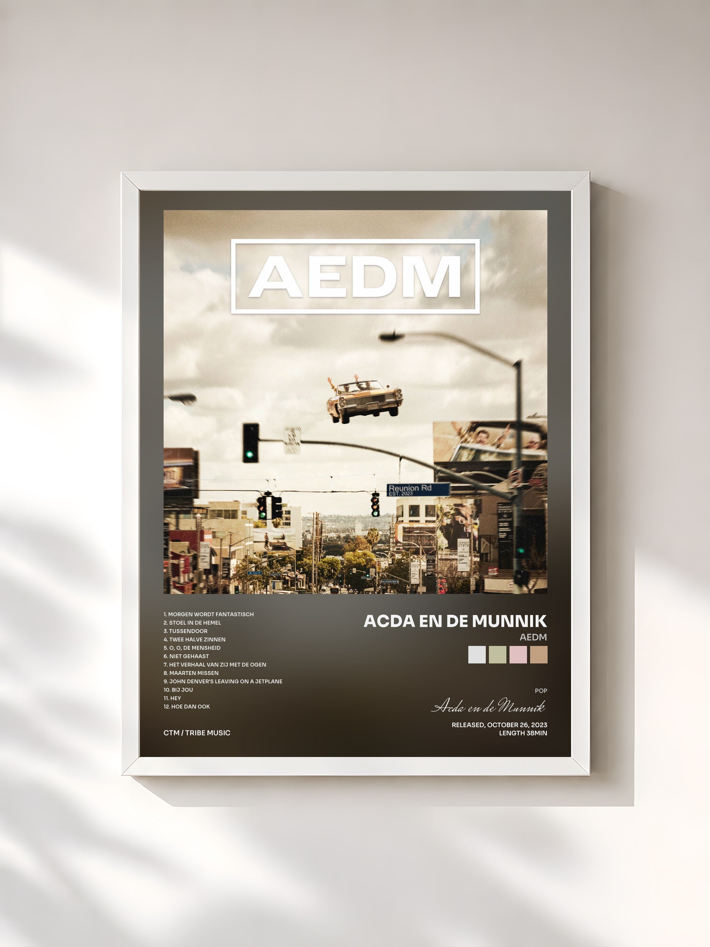 #blanc Tableau de l'album AEDM de Acda en de Munnik, cadre blanc, imprimé et encadré en France