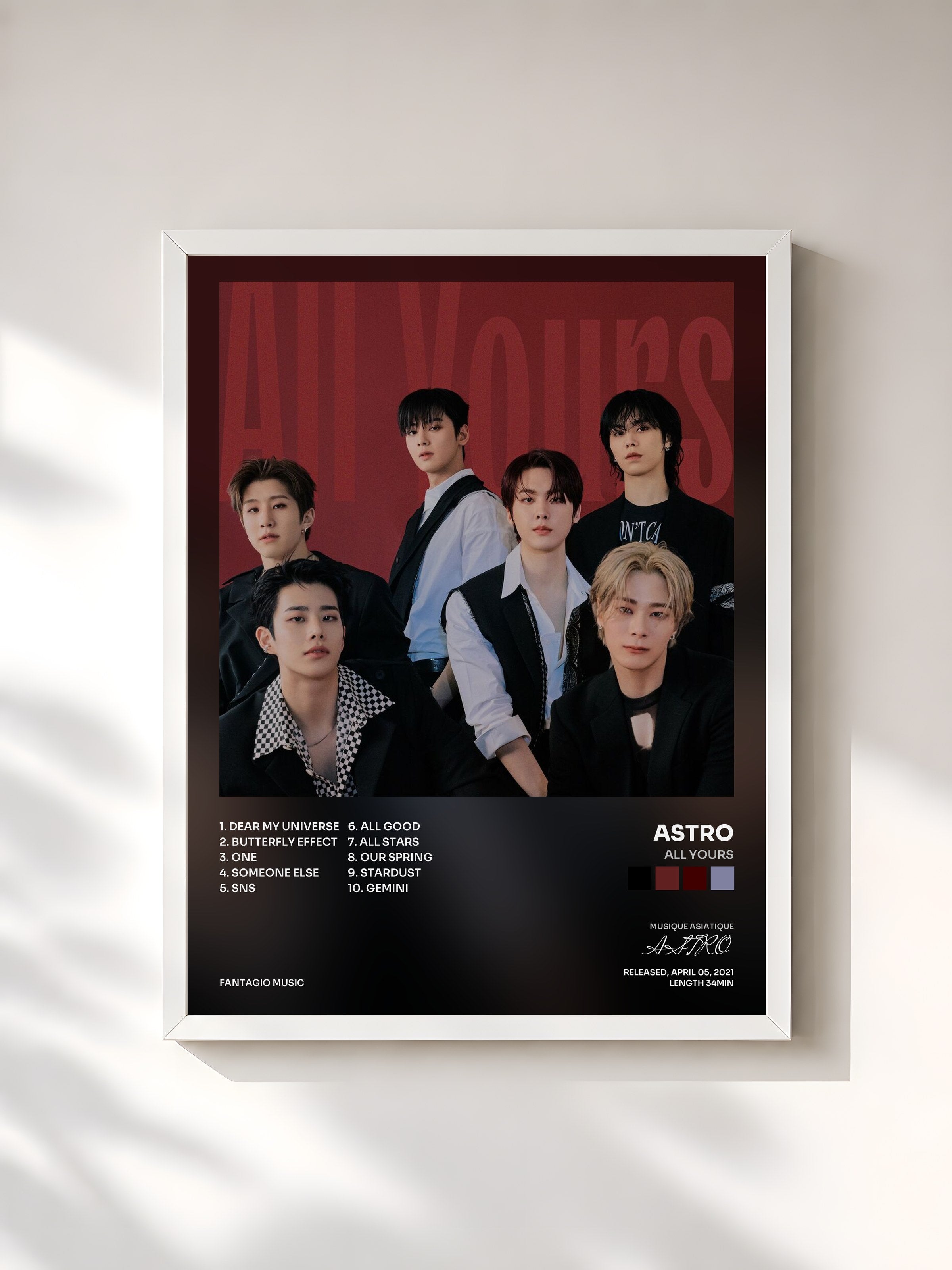 #blanc Tableau de l'album All Yours de ASTRO, cadre blanc, imprimé et encadré en France