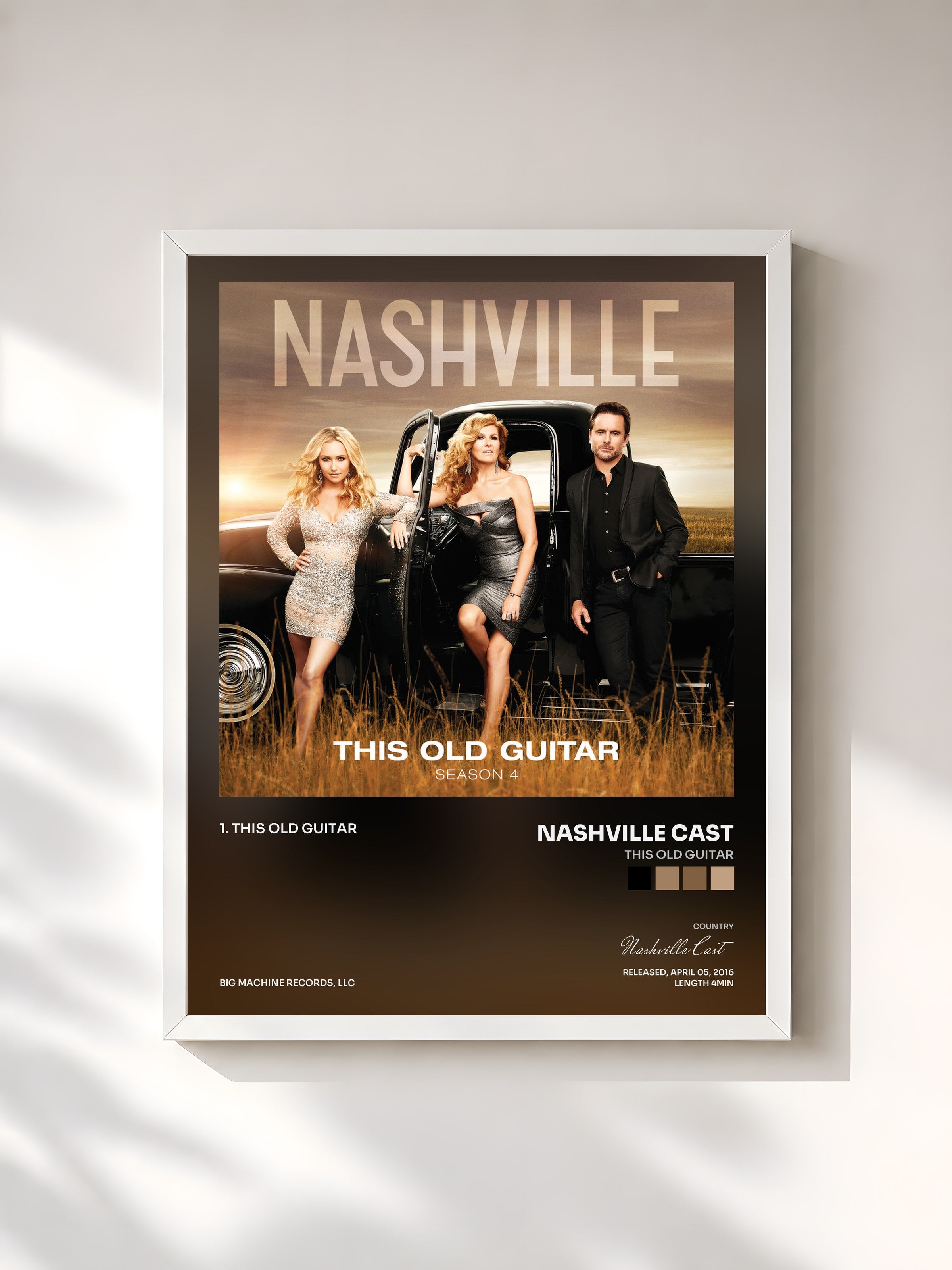 #blanc Tableau de l'album This Old Guitar de Nashville Cast, cadre blanc, imprimé et encadré en France