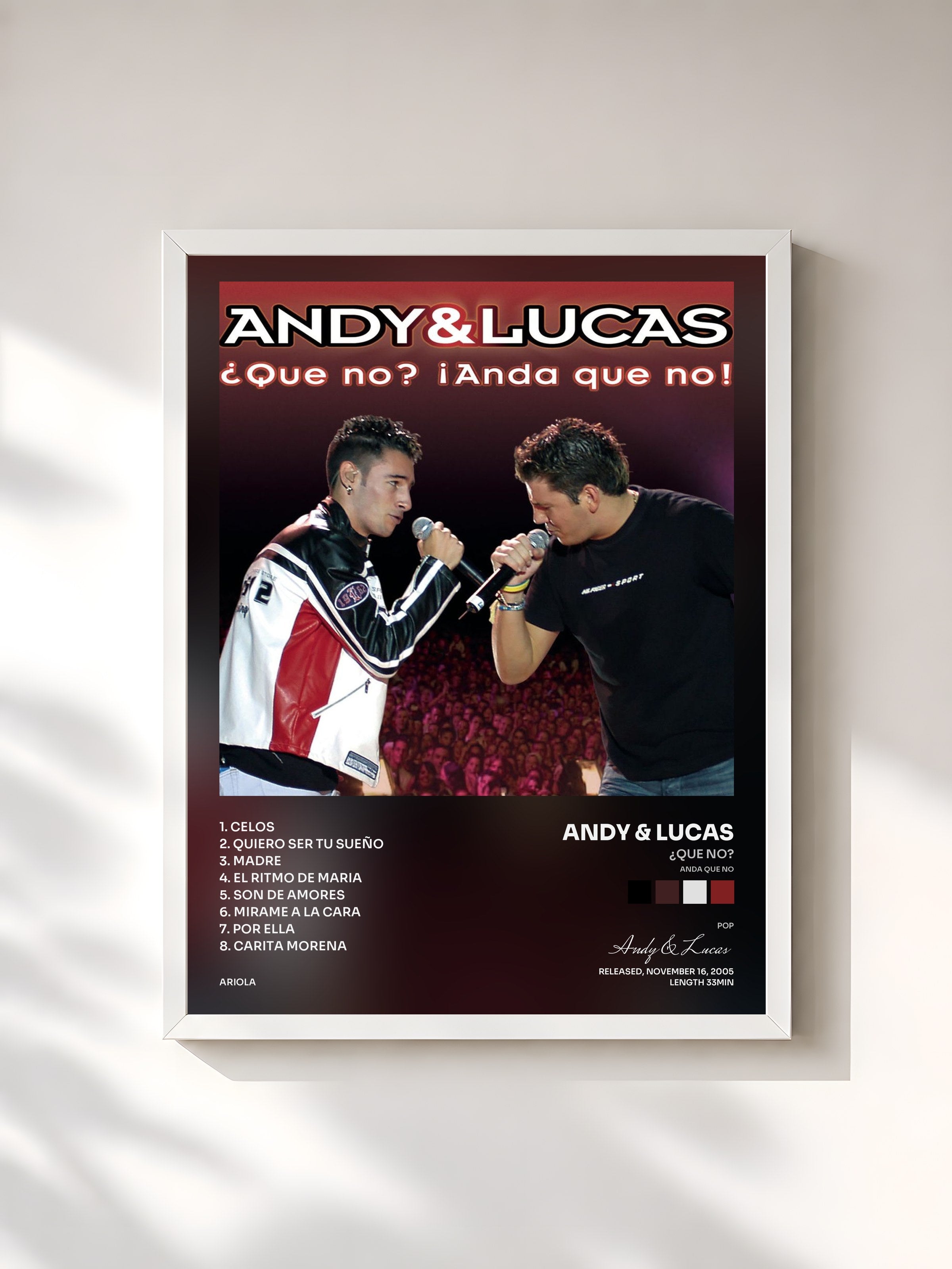 #blanc Tableau de l'album ¿Que No? (Anda Que No) de Andy & Lucas, cadre blanc, imprimé et encadré en France