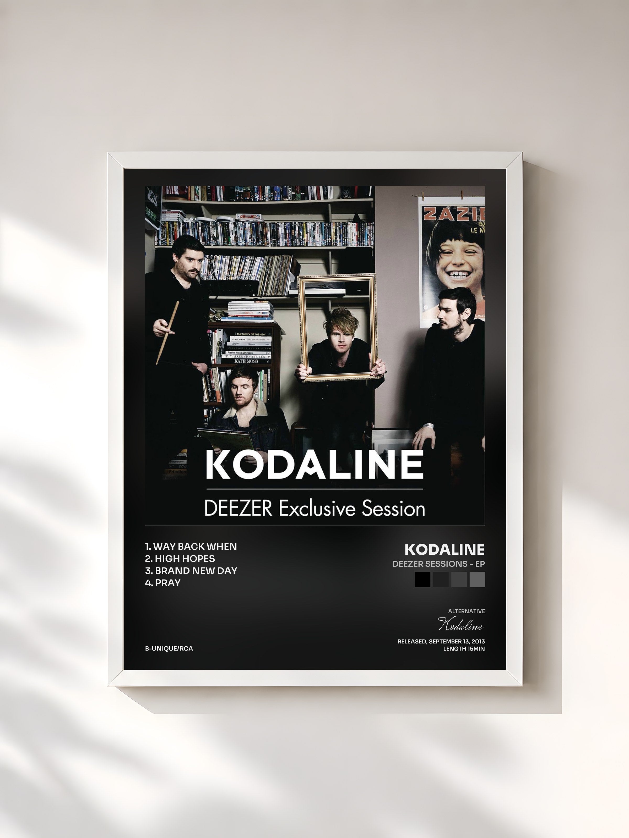 #blanc Tableau de l'album Deezer Sessions - EP de Kodaline, cadre blanc, imprimé et encadré en France