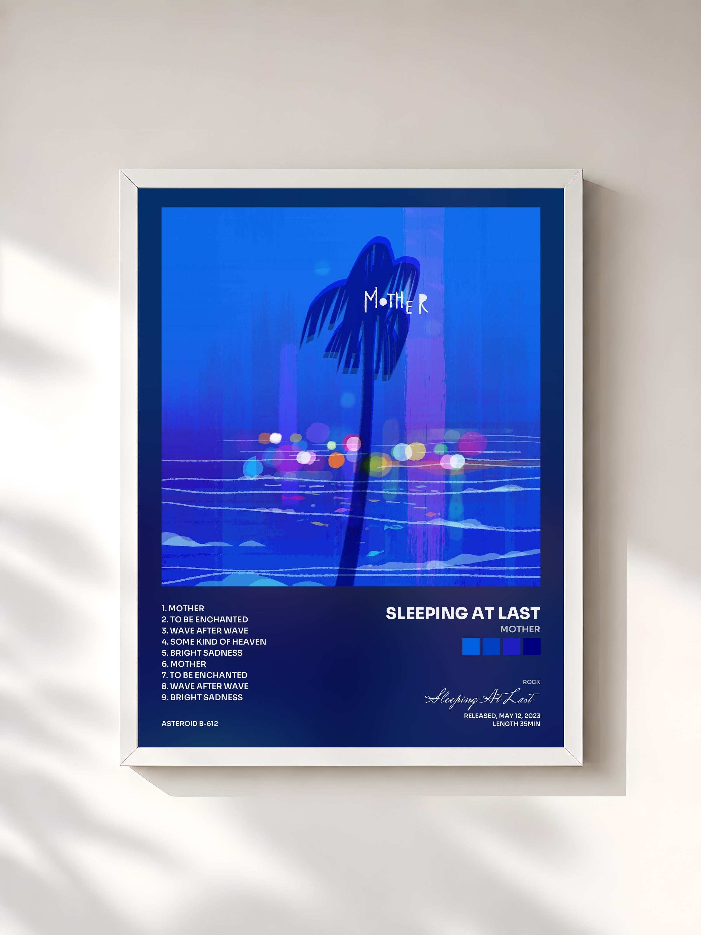 #blanc Tableau de l'album Mother de Sleeping At Last, cadre blanc, imprimé et encadré en France