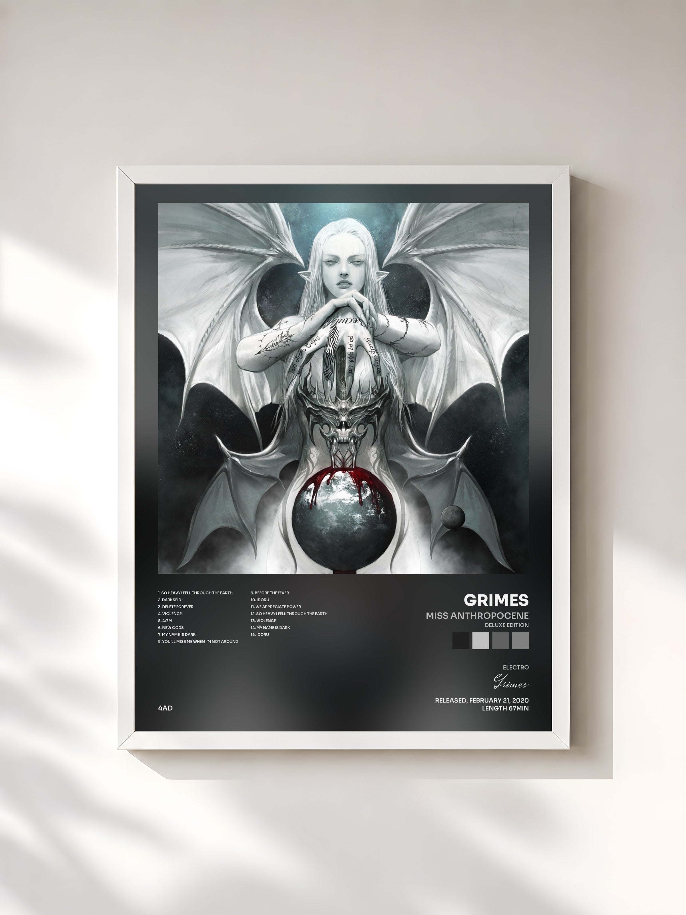 #blanc Tableau de l'album Miss Anthropocene (Deluxe Edition) de Grimes, cadre blanc, imprimé et encadré en France