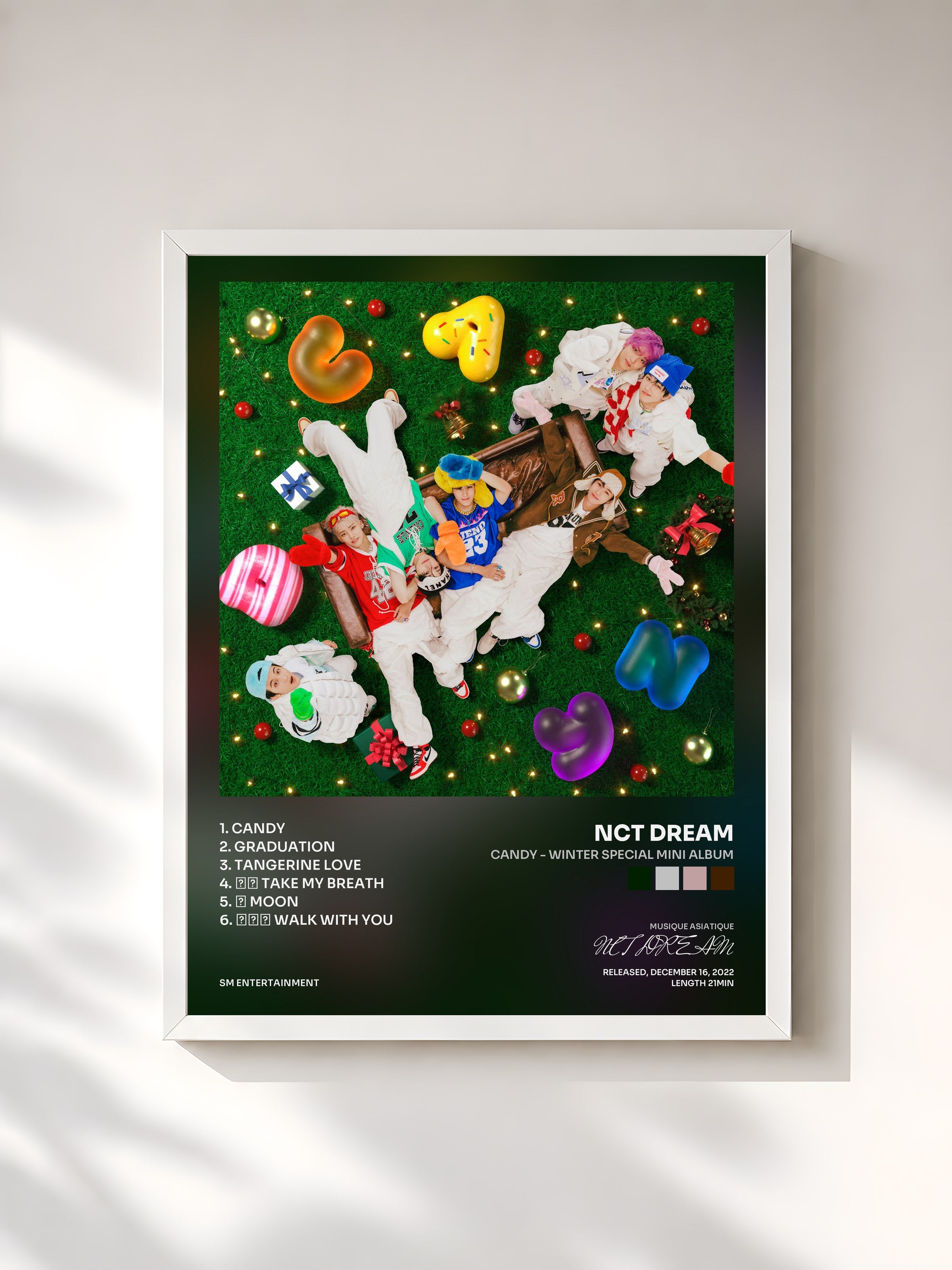 #blanc Tableau de l'album Candy - Winter Special Mini Album de NCT DREAM, cadre blanc, imprimé et encadré en France