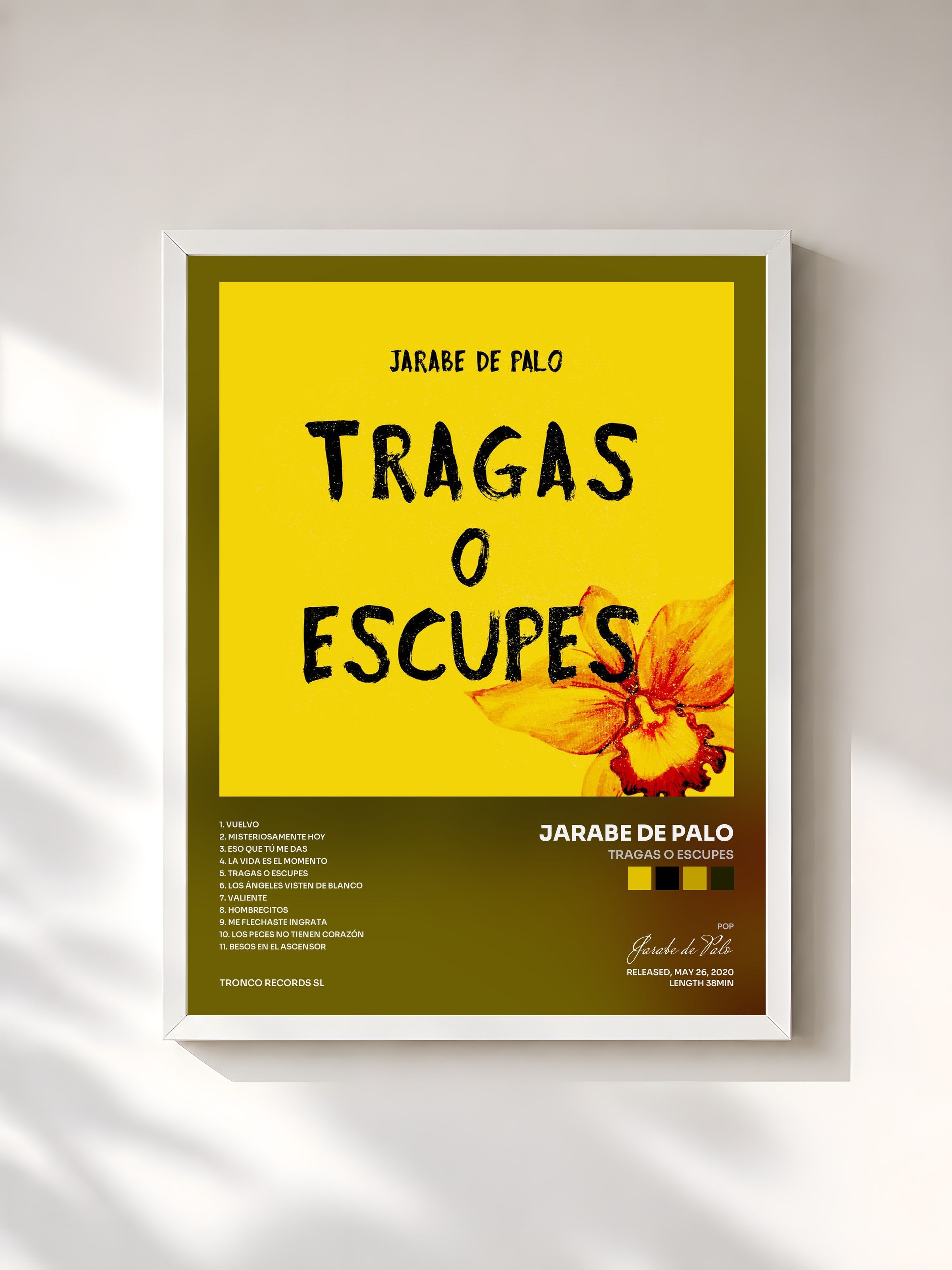 #blanc Tableau de l'album Tragas o Escupes de Jarabe de Palo, cadre blanc, imprimé et encadré en France