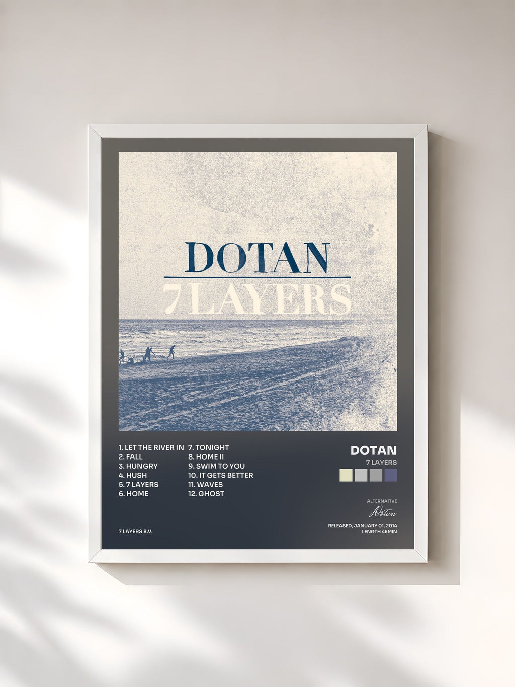 #blanc 7 Layers de Dotan en lámina enmarcada, marco blanco, impresa y enmarcada en Francia