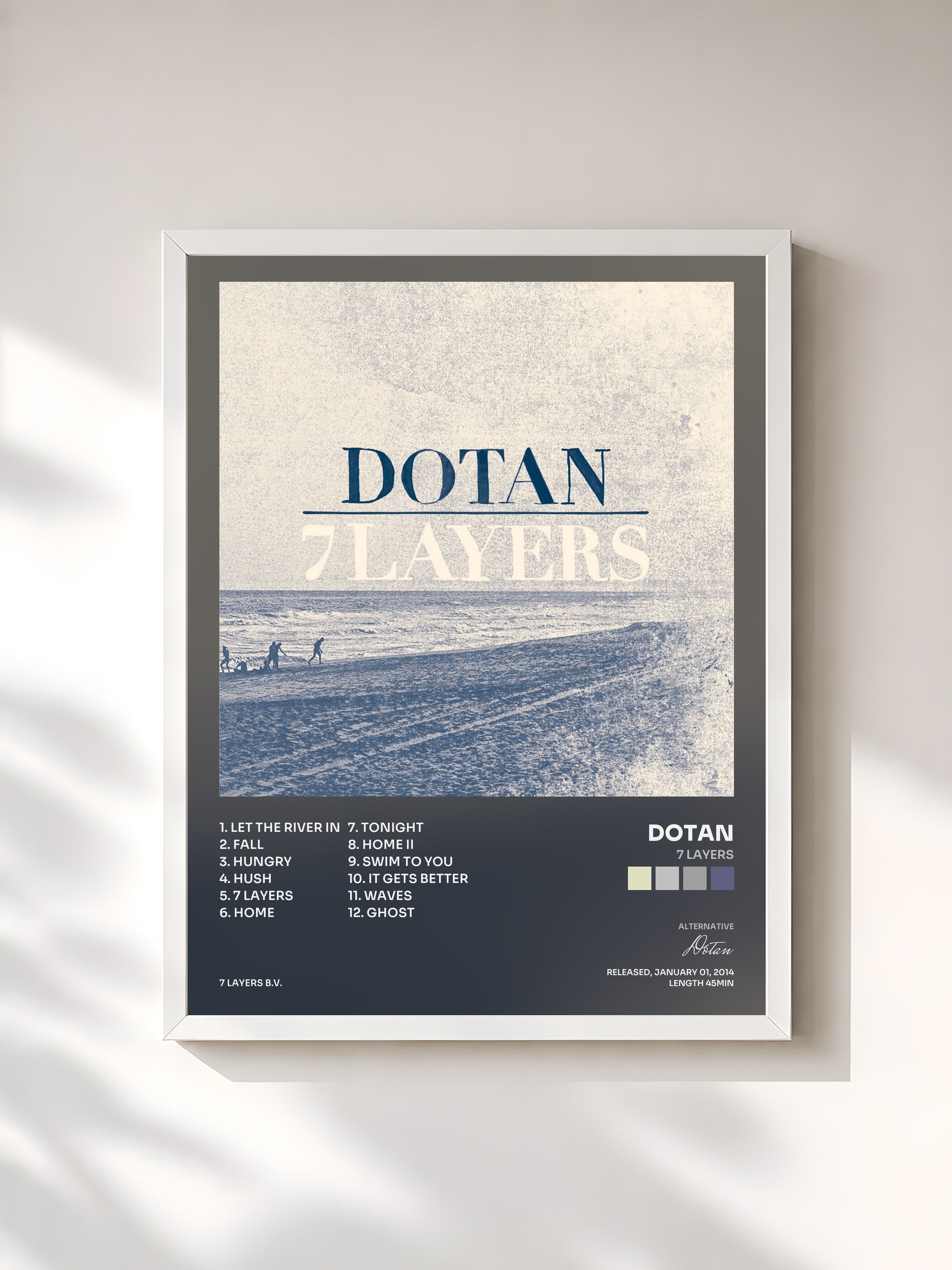 #blanc Tableau de l'album 7 Layers de Dotan, cadre blanc, imprimé et encadré en France