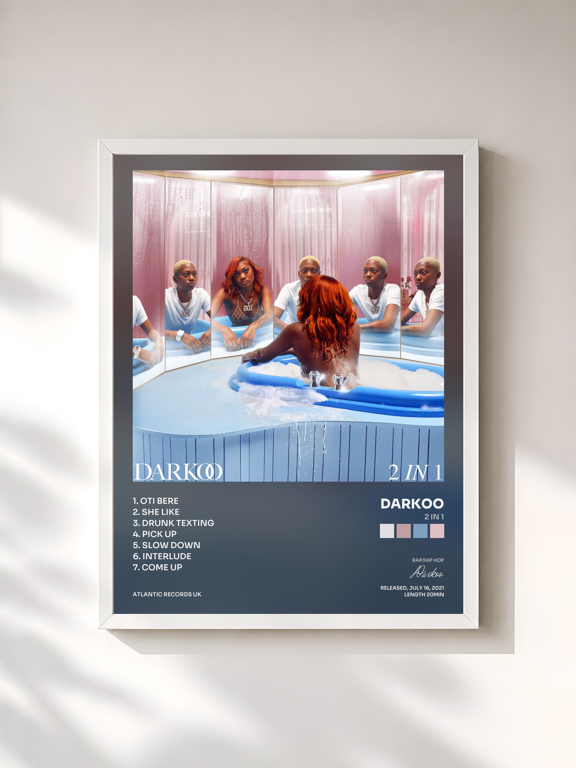 #blanc Tableau de l'album 2 in 1 de Darkoo, cadre blanc, imprimé et encadré en France