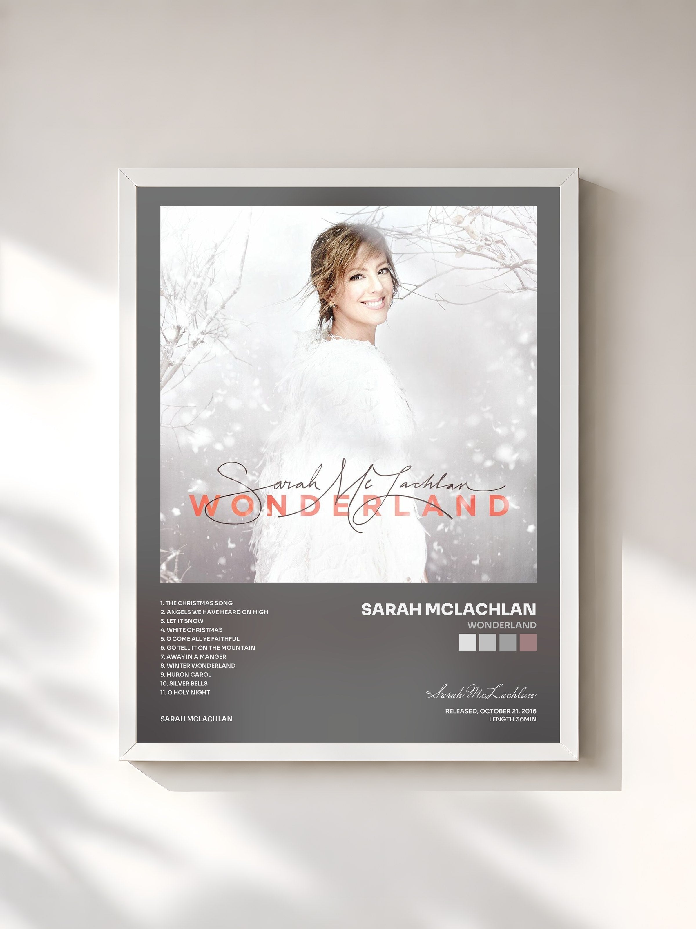 #blanc Tableau de l'album Wonderland de Sarah McLachlan, cadre blanc, imprimé et encadré en France