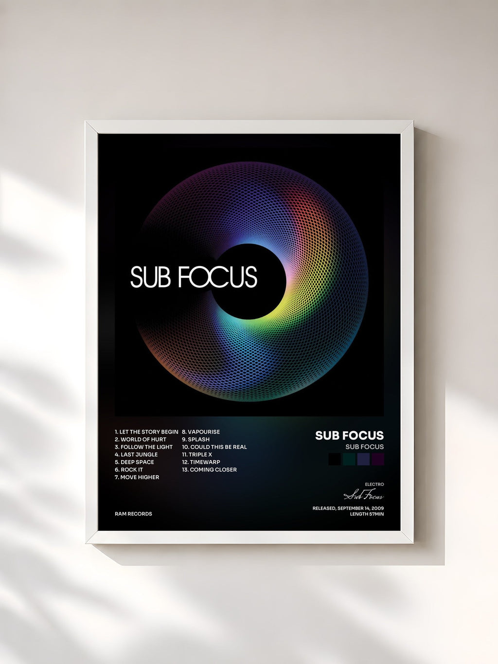 #blanc Sub Focus de Sub Focus en lámina enmarcada, marco blanco, impresa y enmarcada en Francia
