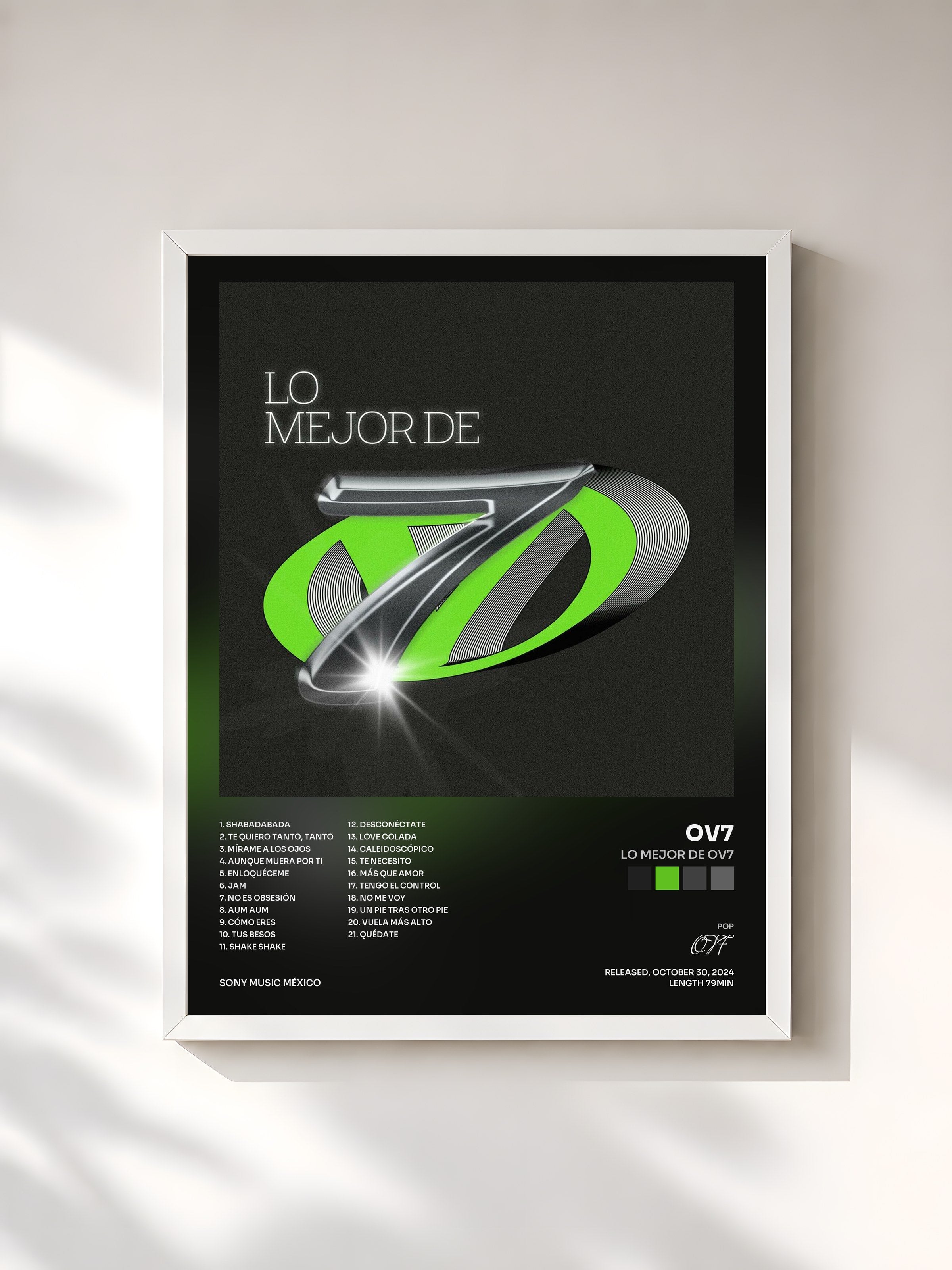 #blanc Tableau de l'album Lo Mejor de OV7 de OV7, cadre blanc, imprimé et encadré en France