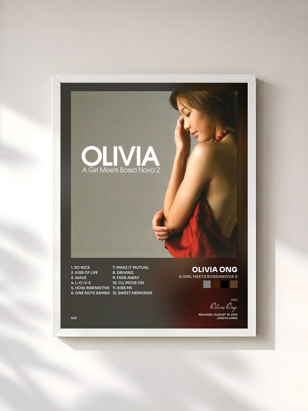#blanc Tableau de l'album A Girl Meets Bossanova 2 de Olivia Ong, cadre blanc, imprimé et encadré en France