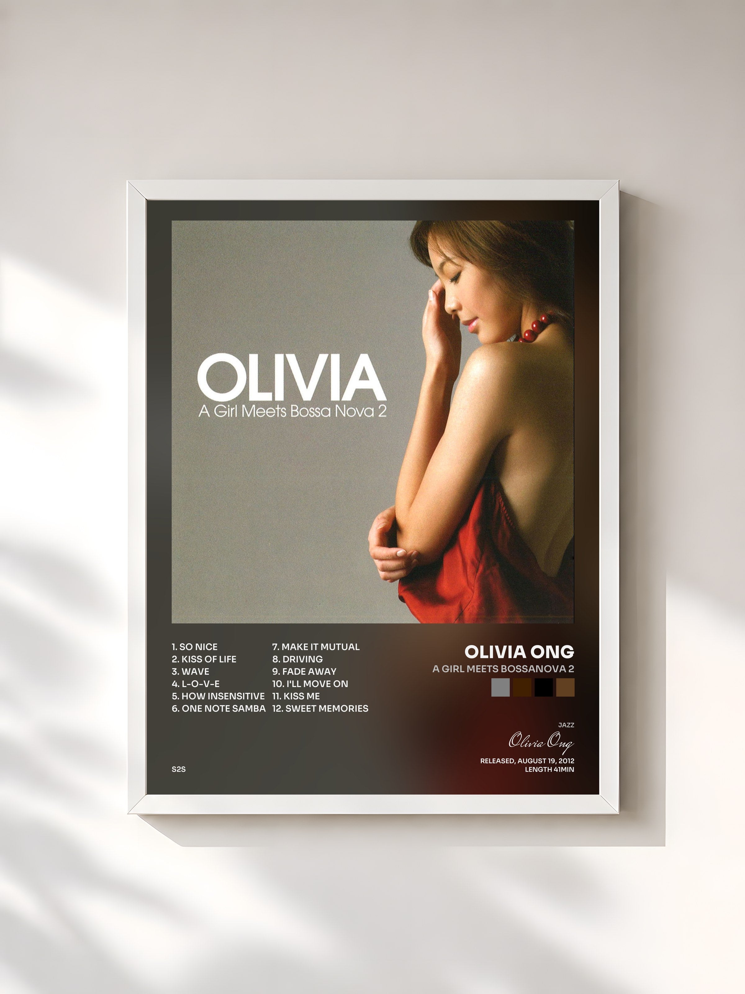 #blanc Tableau de l'album A Girl Meets Bossanova 2 de Olivia Ong, cadre blanc, imprimé et encadré en France