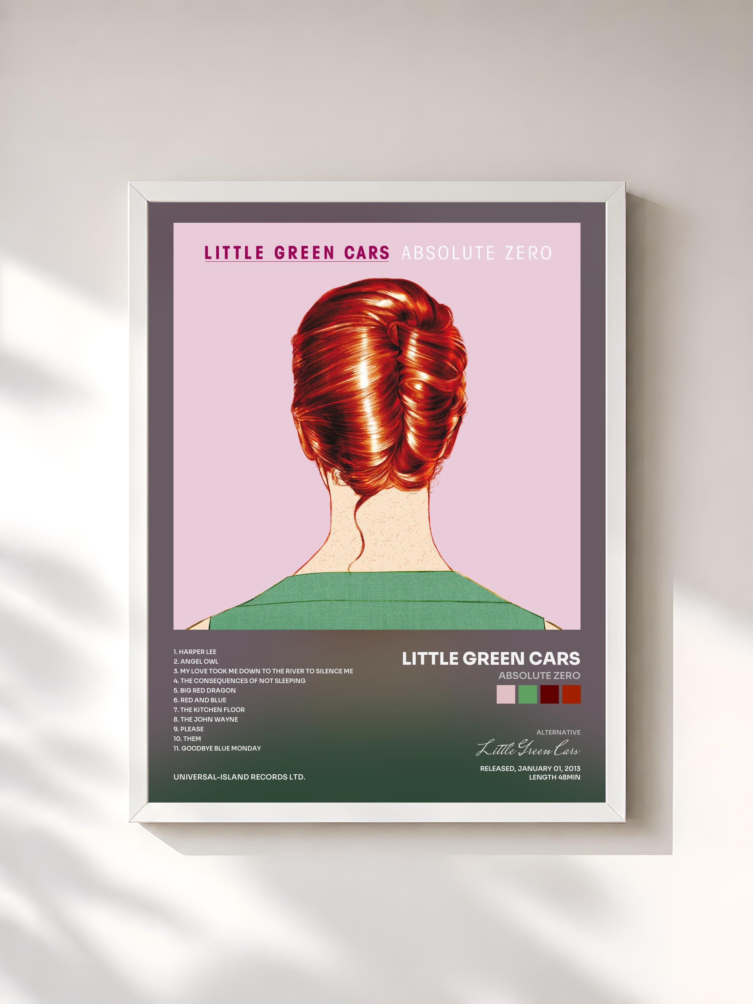 #blanc Tableau de l'album Absolute Zero de Little Green Cars, cadre blanc, imprimé et encadré en France