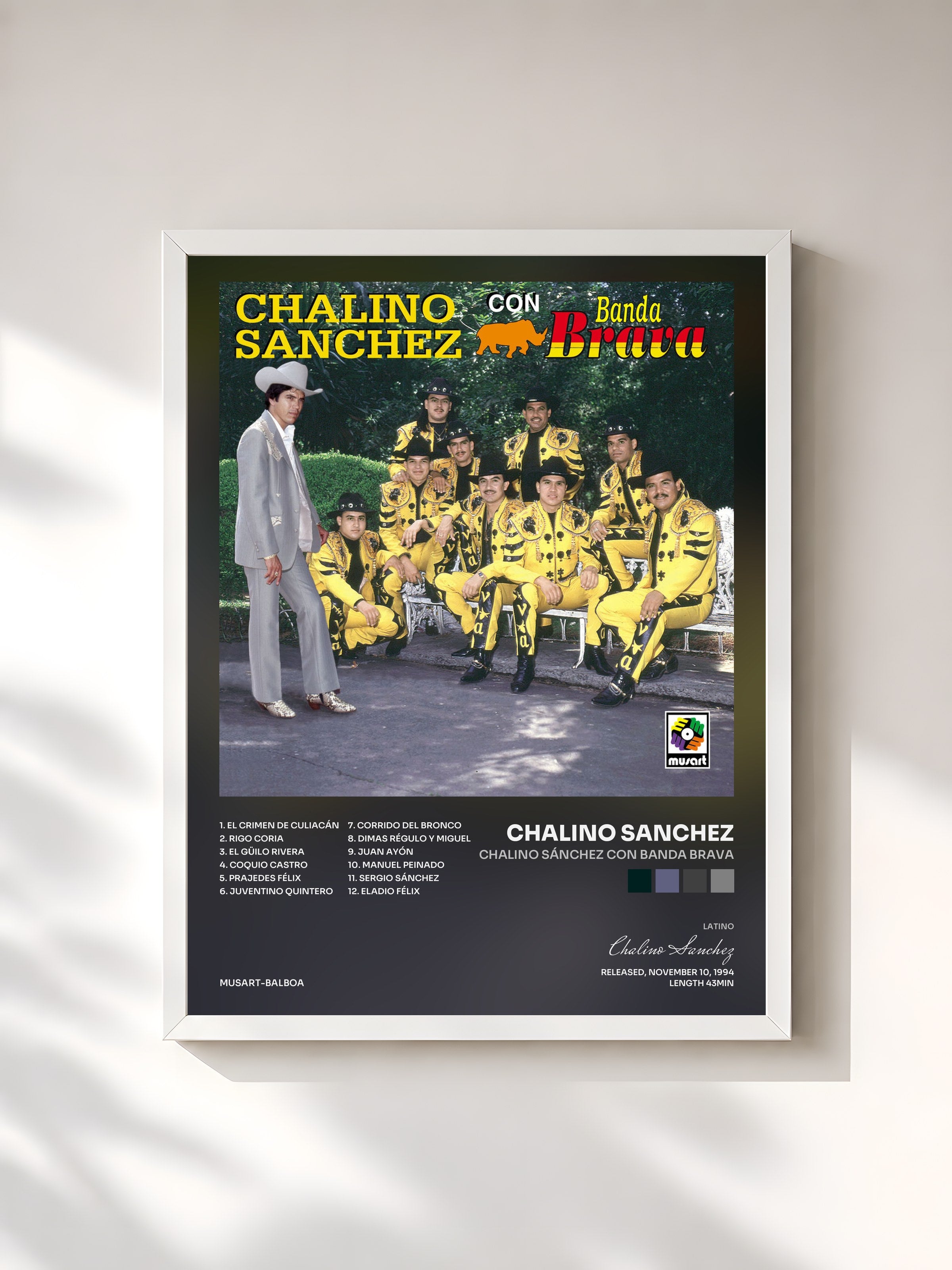 #blanc Tableau de l'album Chalino Sánchez Con Banda Brava de Chalino Sanchez, cadre blanc, imprimé et encadré en France