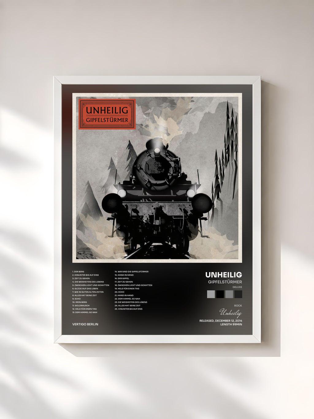 #blanc Gipfelstürmer (Deluxe) by Unheilig as a framed art print, white frame, printed and framed in France