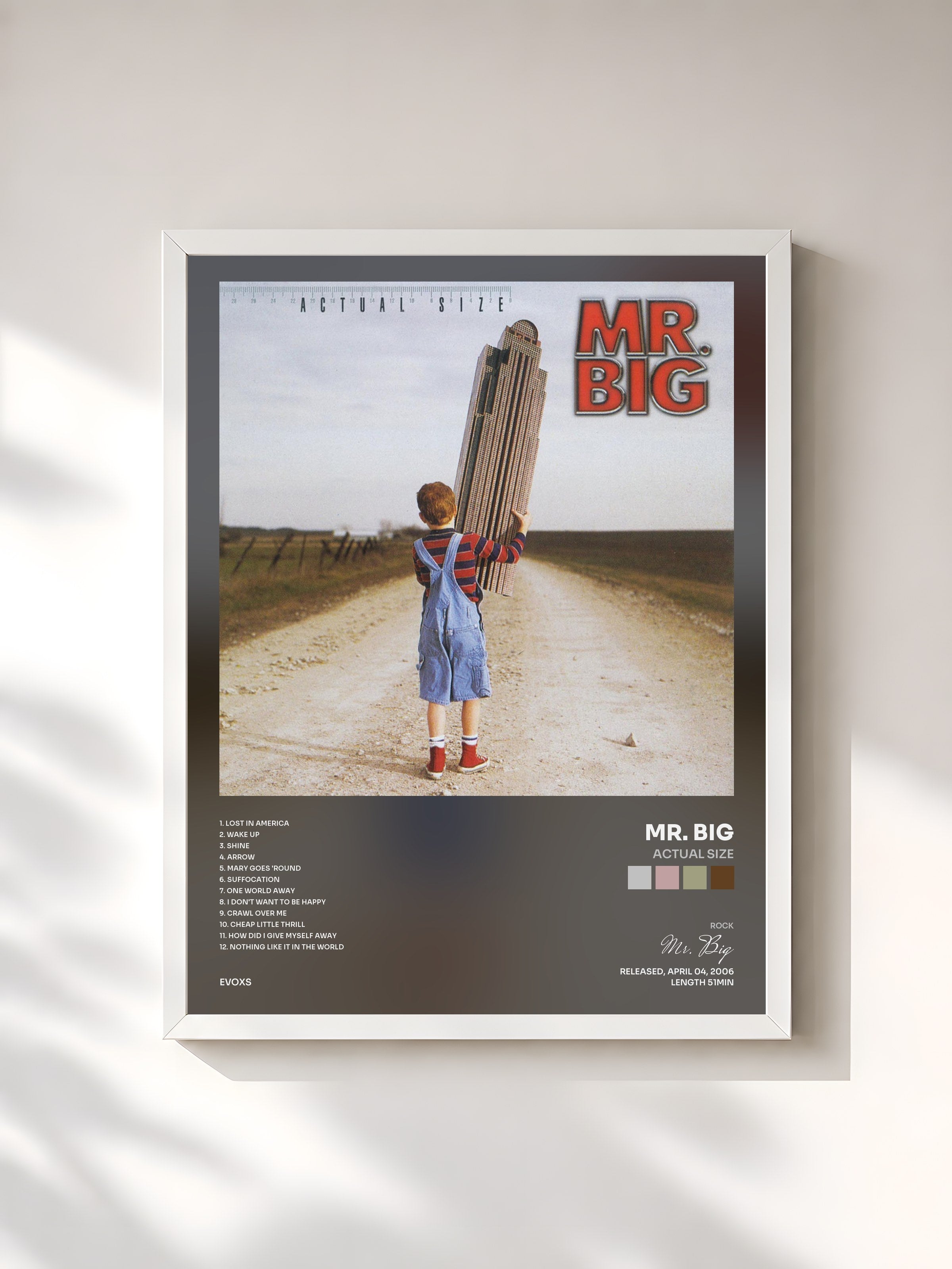 #blanc Tableau de l'album Actual Size de Mr. Big, cadre blanc, imprimé et encadré en France