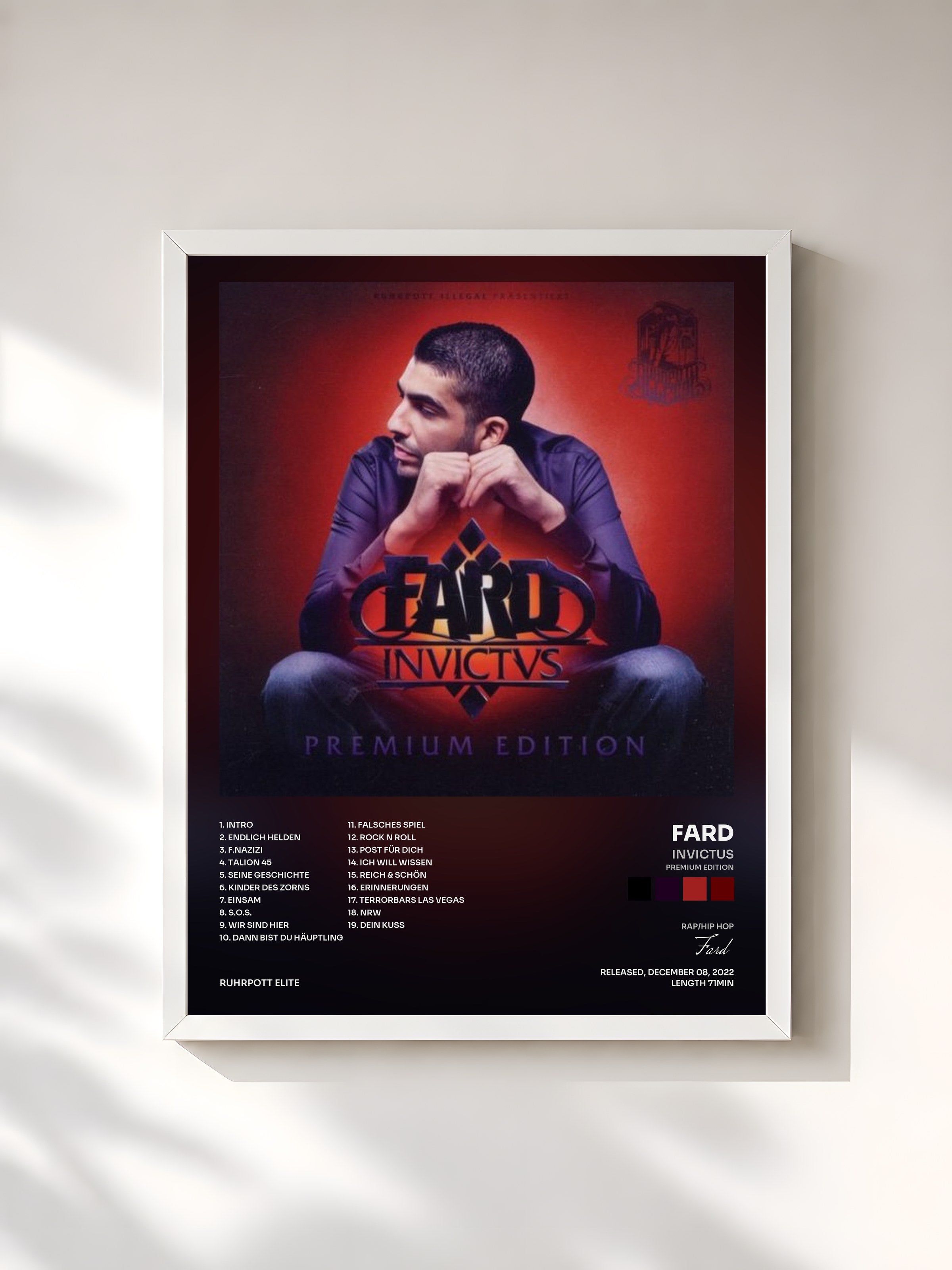 #blanc Tableau de l'album Invictus (Premium Edition) de Fard, cadre blanc, imprimé et encadré en France