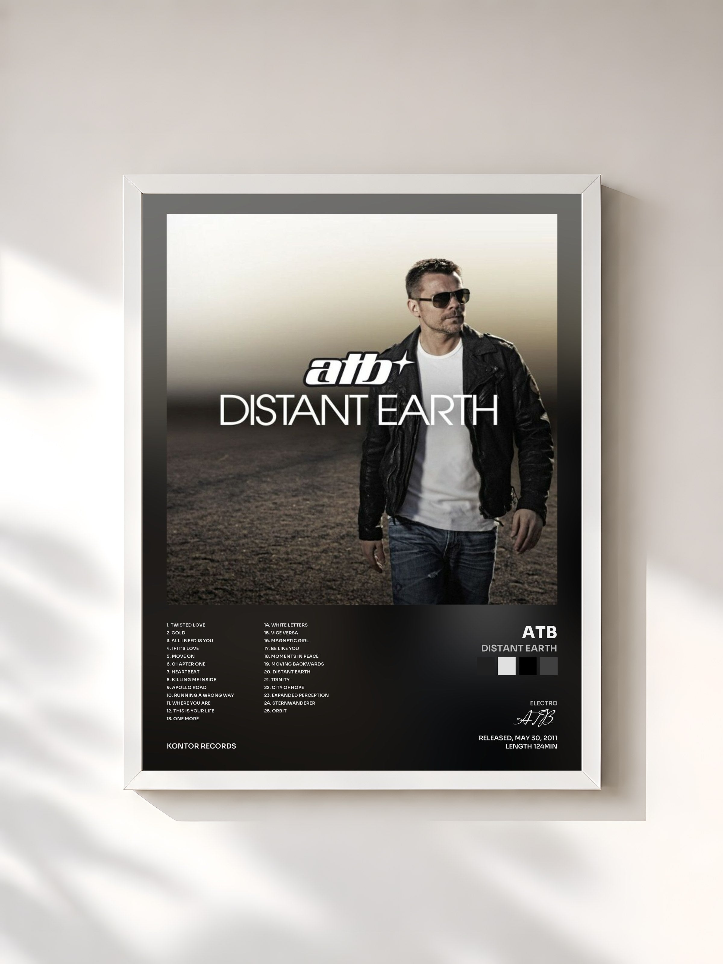 #blanc Tableau de l'album Distant Earth de ATB, cadre blanc, imprimé et encadré en France