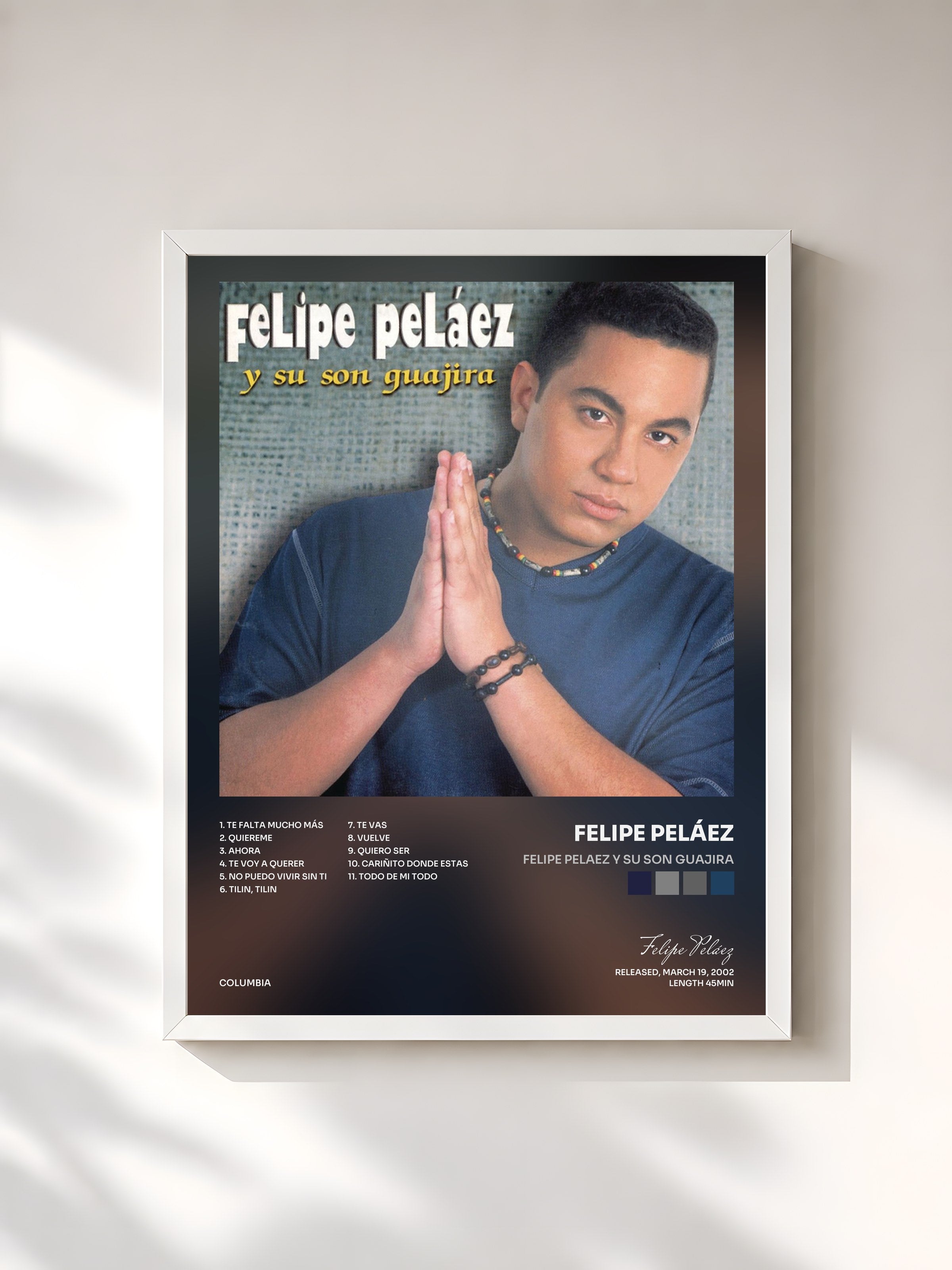 #blanc Tableau de l'album Felipe Pelaez Y Su Son Guajira de Felipe Peláez, cadre blanc, imprimé et encadré en France