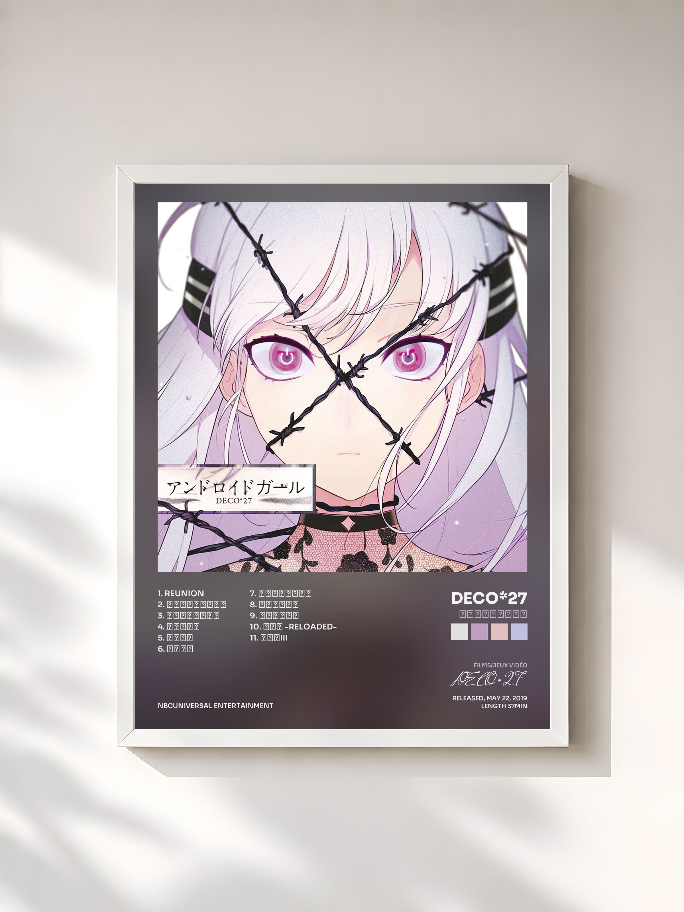 #blanc Tableau de l'album アンドロイドガール de DECO*27, cadre blanc, imprimé et encadré en France
