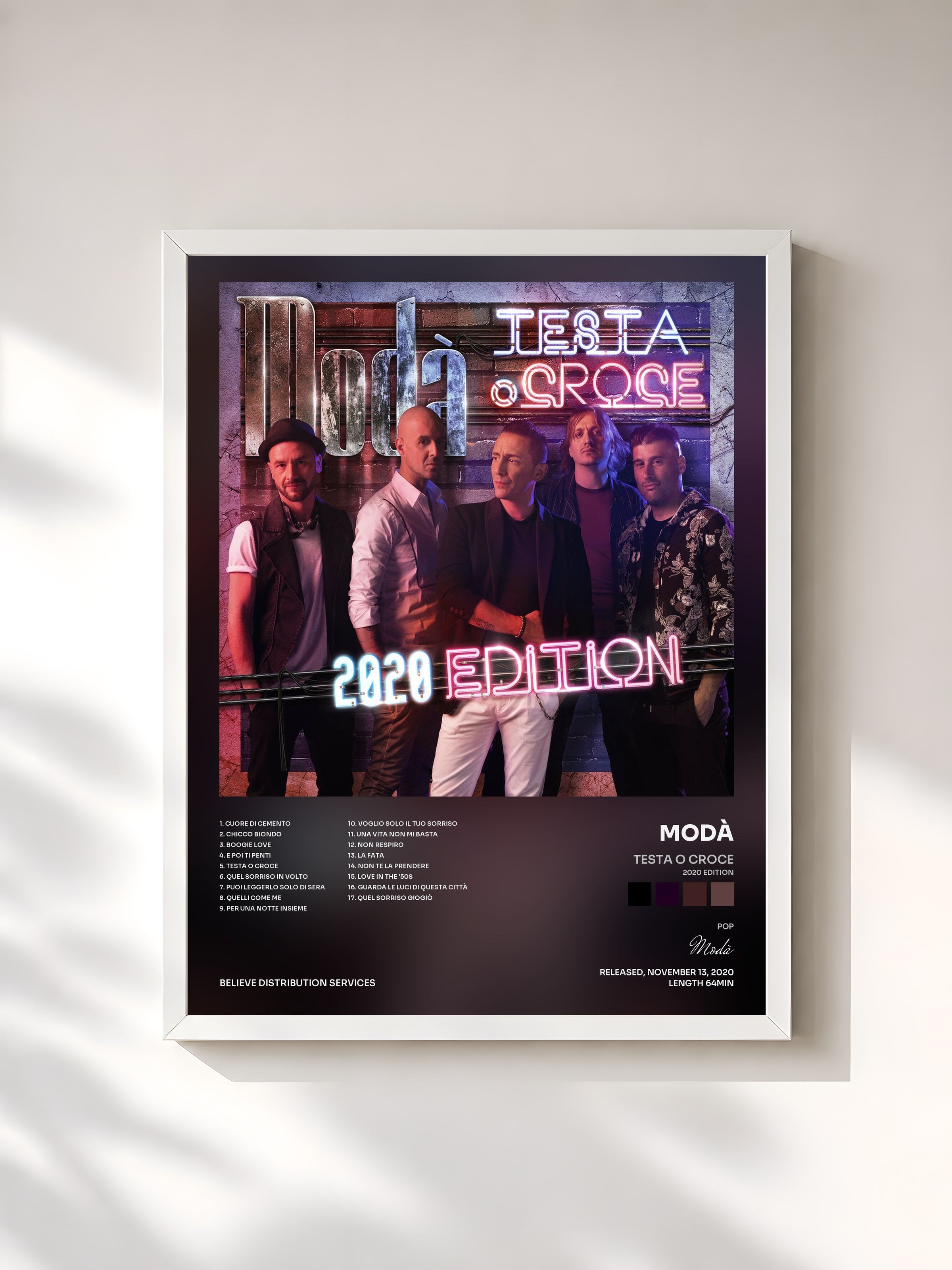 #blanc Tableau de l'album Testa o croce (2020 Edition) de Modà, cadre blanc, imprimé et encadré en France