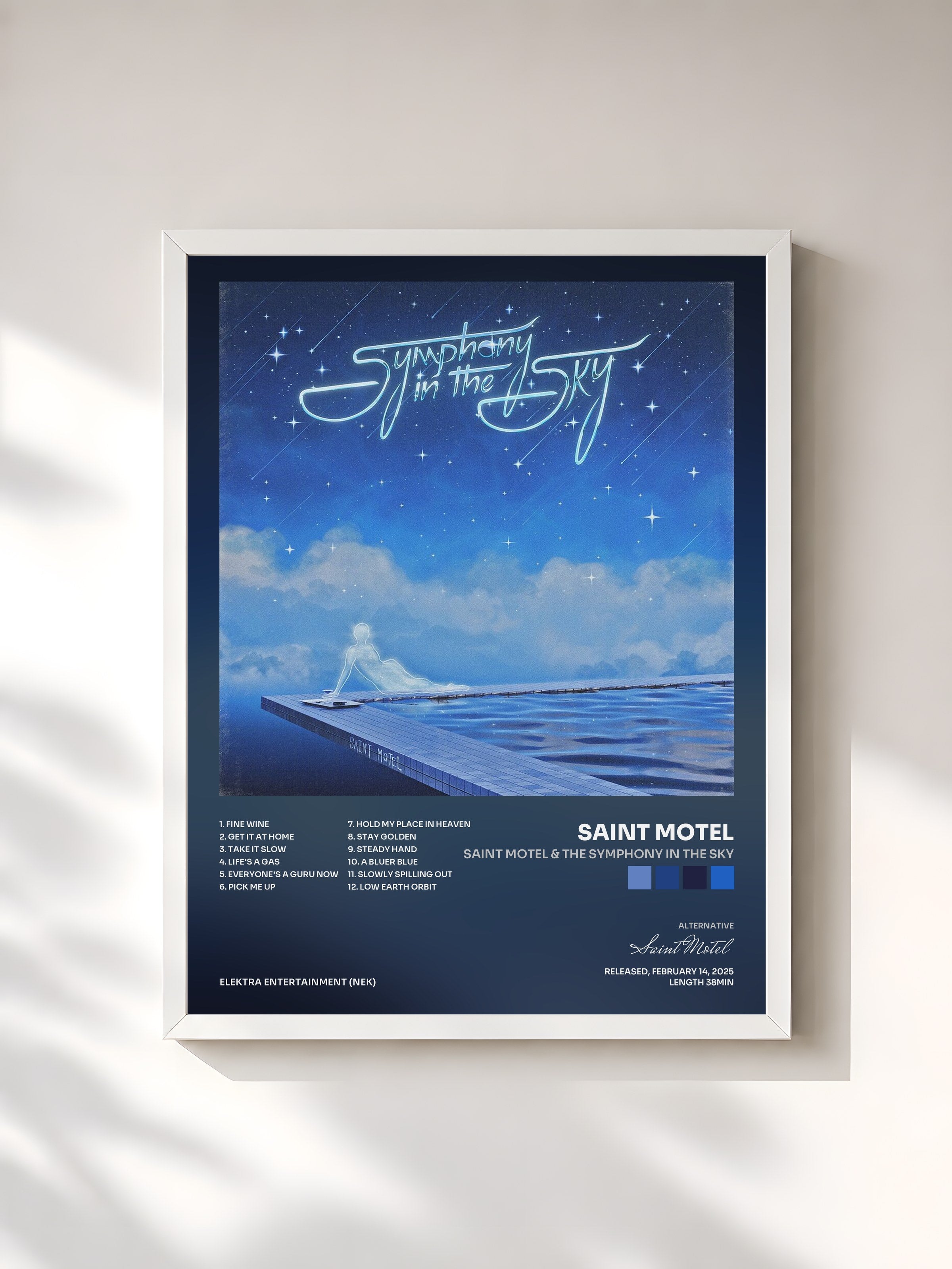 #blanc Tableau de l'album Saint Motel & the Symphony in the Sky de Saint Motel, cadre blanc, imprimé et encadré en France