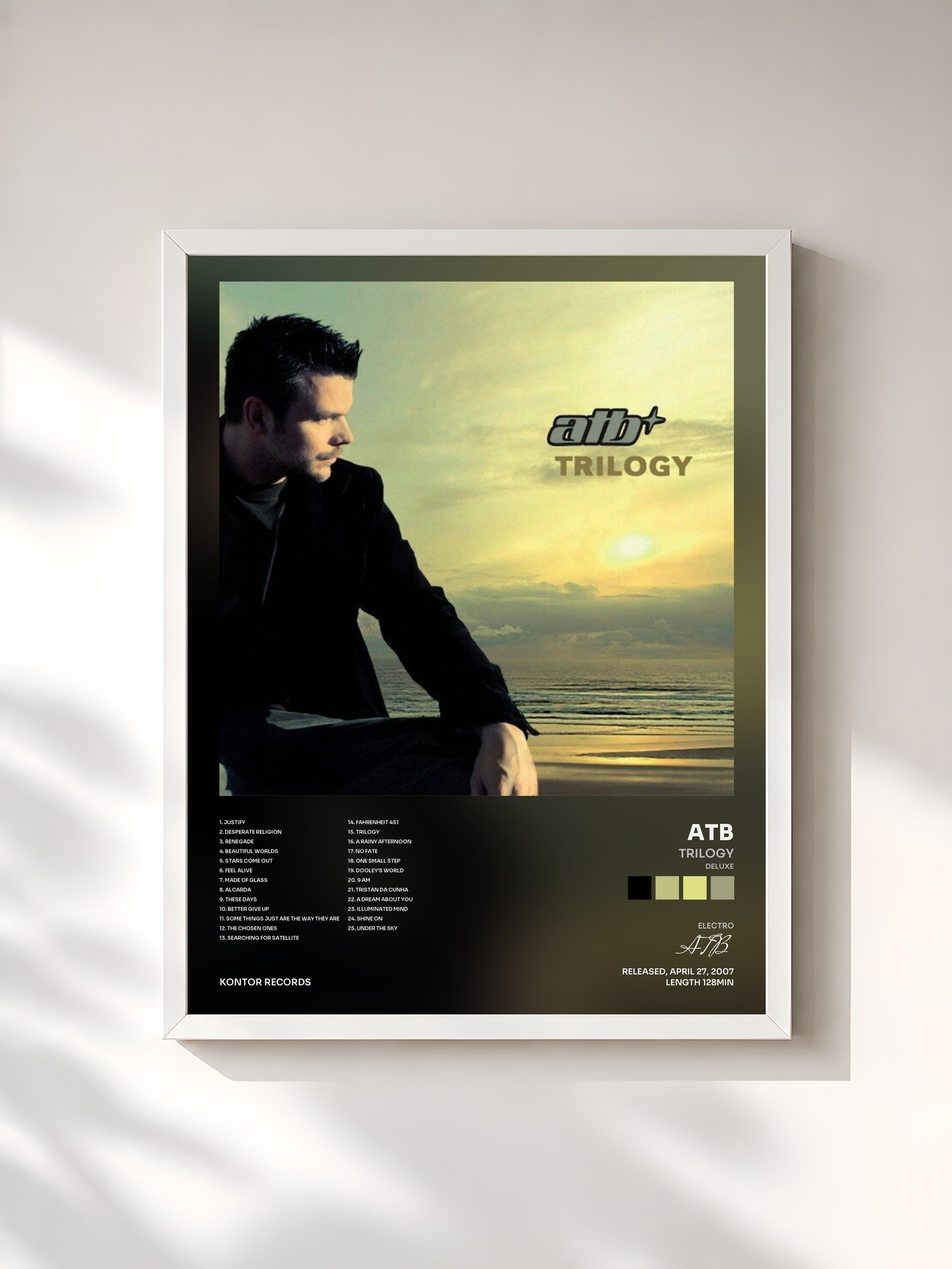 #blanc Tableau de l'album Trilogy (Deluxe) de ATB, cadre blanc, imprimé et encadré en France