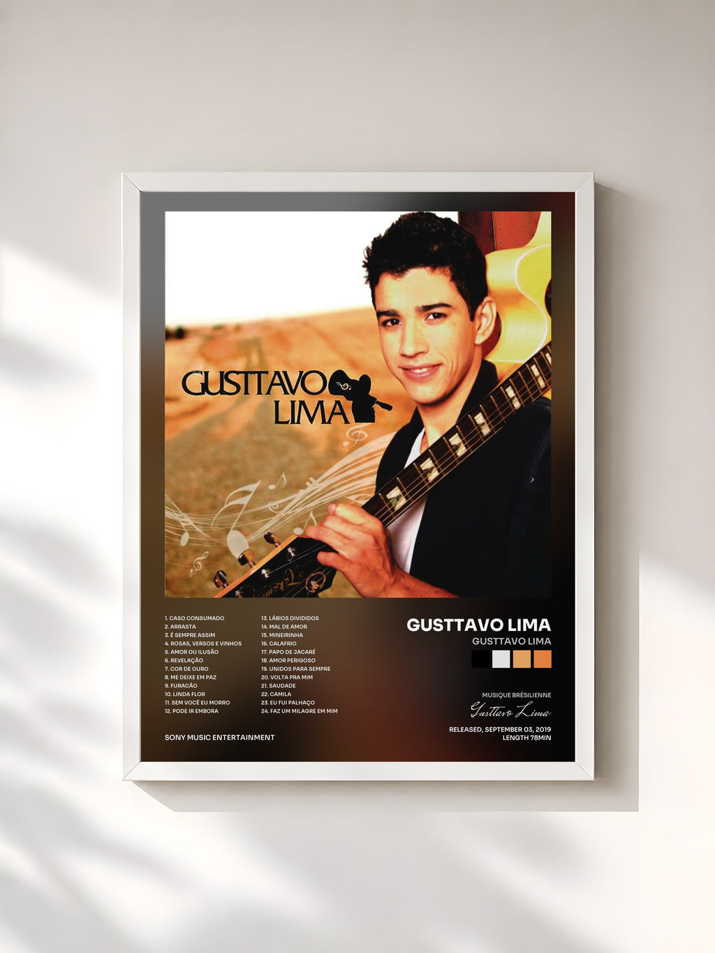 #blanc Tableau de l'album Gusttavo Lima de Gusttavo Lima, cadre blanc, imprimé et encadré en France