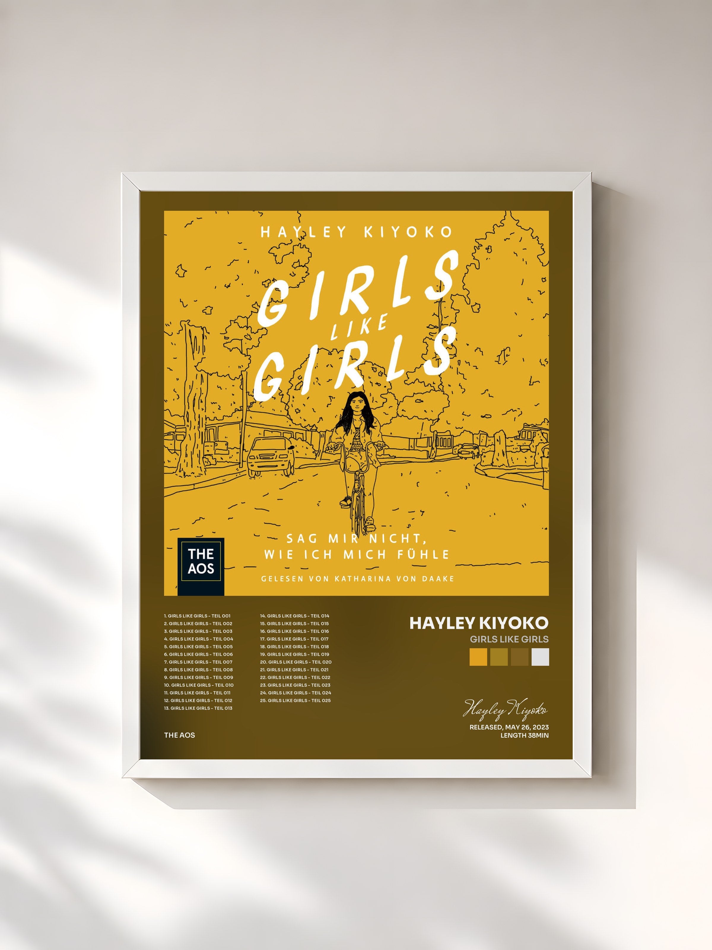 #blanc Tableau de l'album Girls Like Girls de Hayley Kiyoko, cadre blanc, imprimé et encadré en France