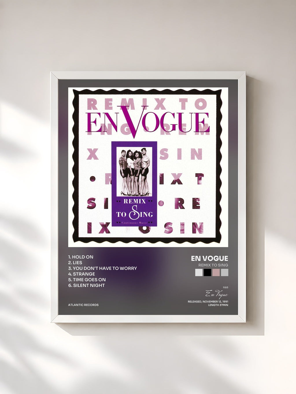 #blanc Tableau de l'album Remix to Sing de En Vogue, cadre blanc, imprimé et encadré en France
