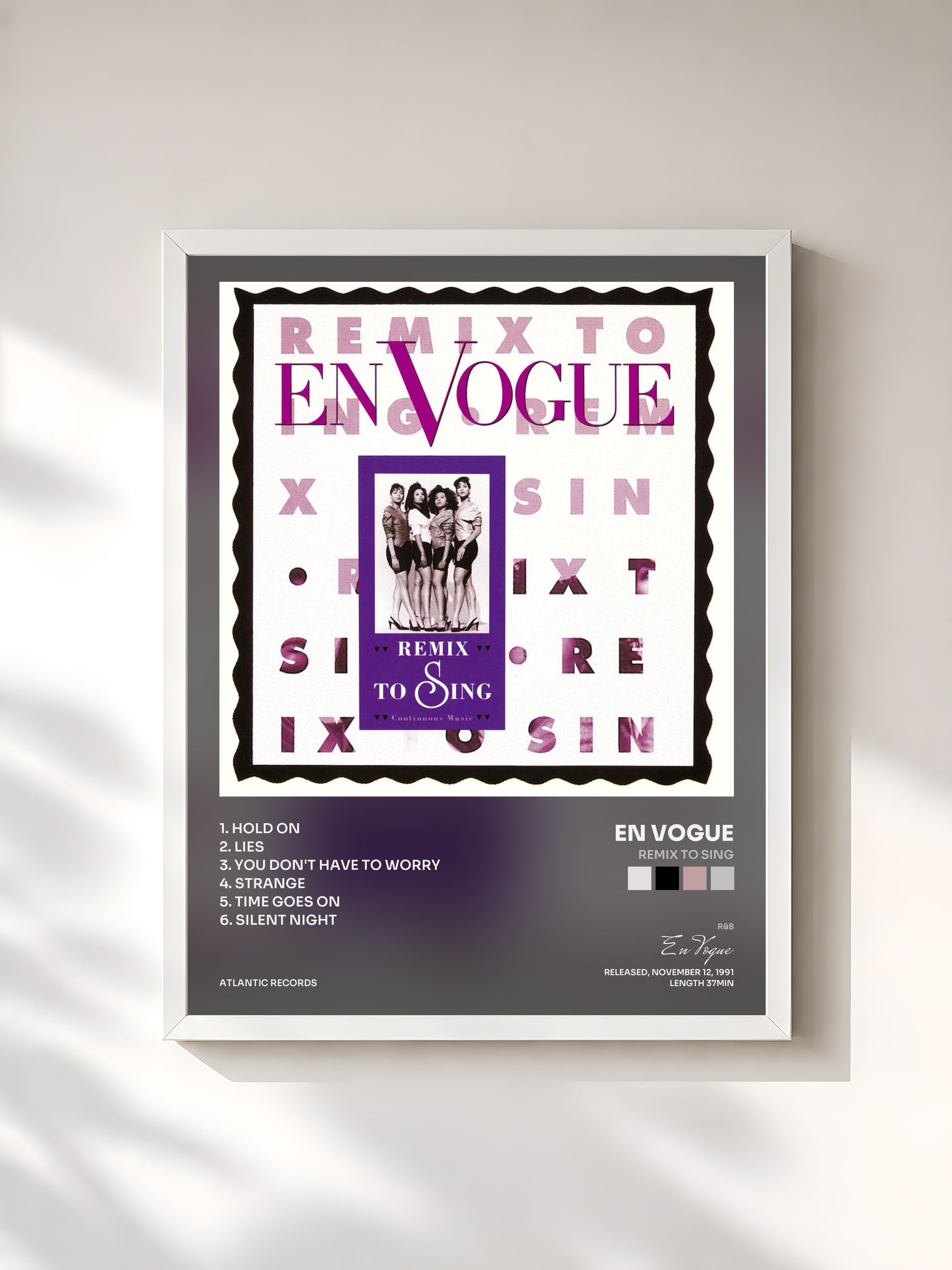 #blanc Tableau de l'album Remix to Sing de En Vogue, cadre blanc, imprimé et encadré en France