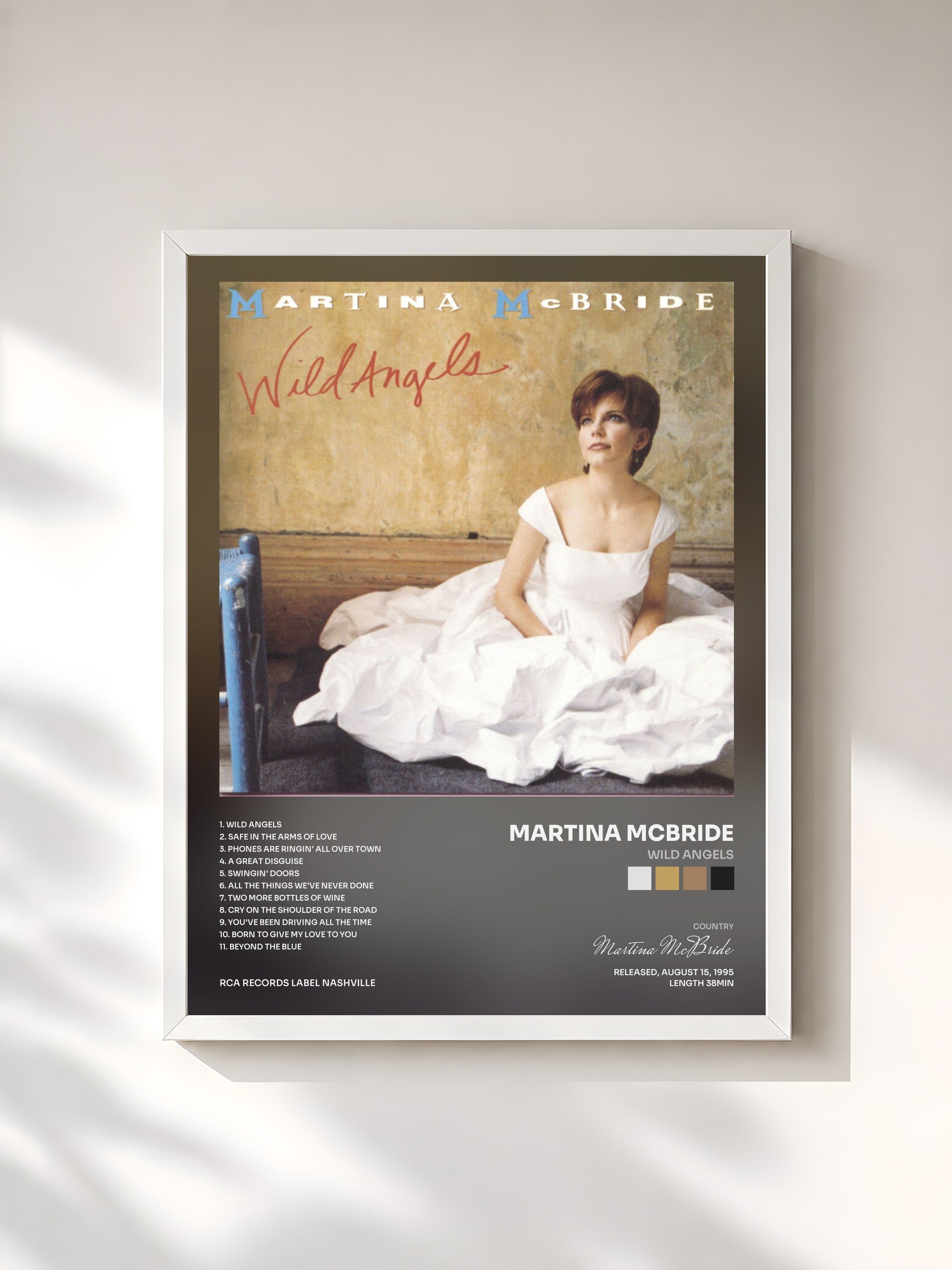 #blanc Tableau de l'album Wild Angels de Martina McBride, cadre blanc, imprimé et encadré en France