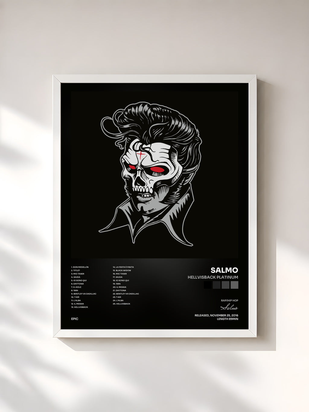 #blanc Hellvisback Platinum by Salmo as a framed art print, white frame, printed and framed in France
