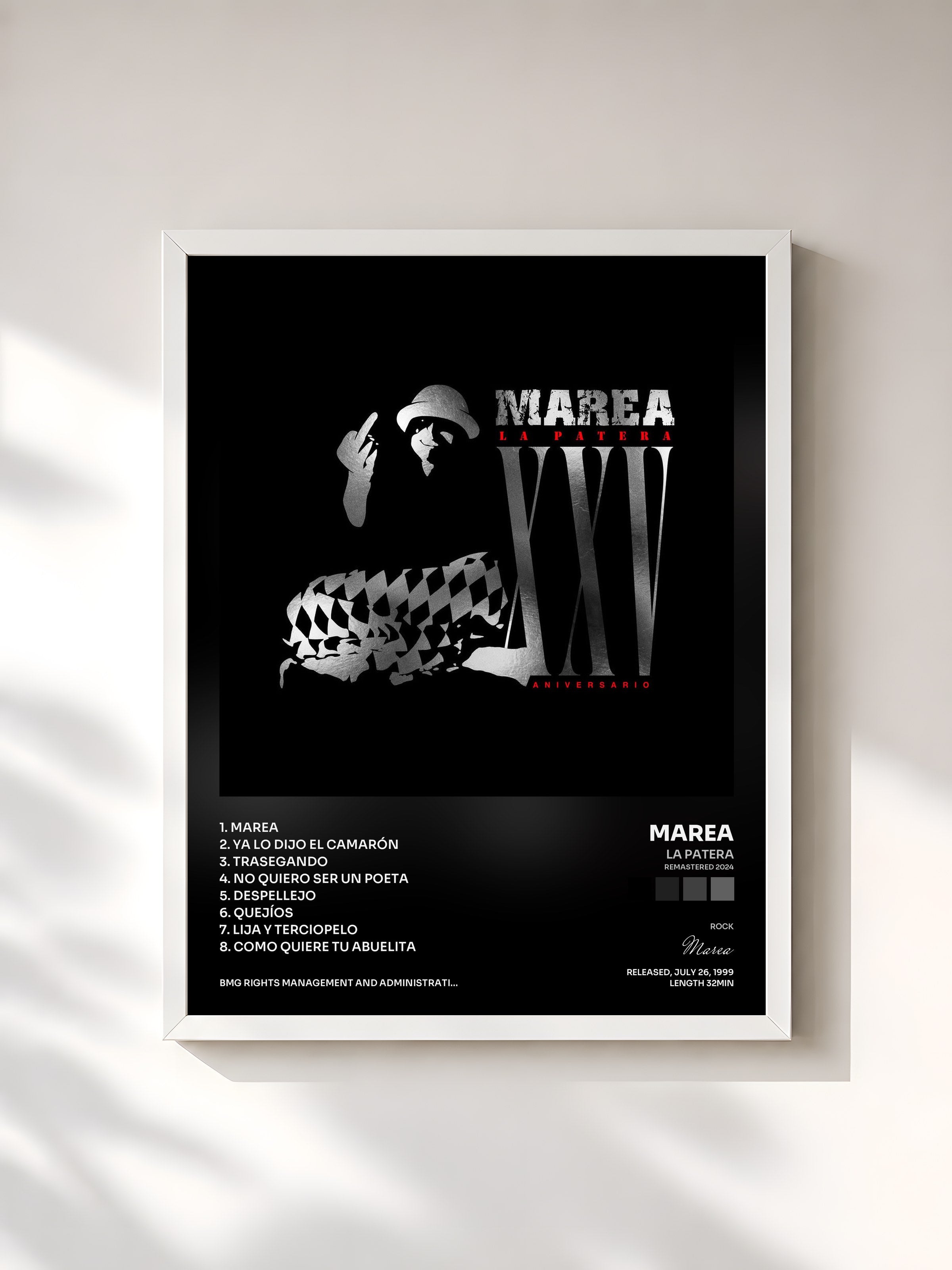 #blanc Tableau de l'album La Patera (Remastered 2024) de Marea, cadre blanc, imprimé et encadré en France