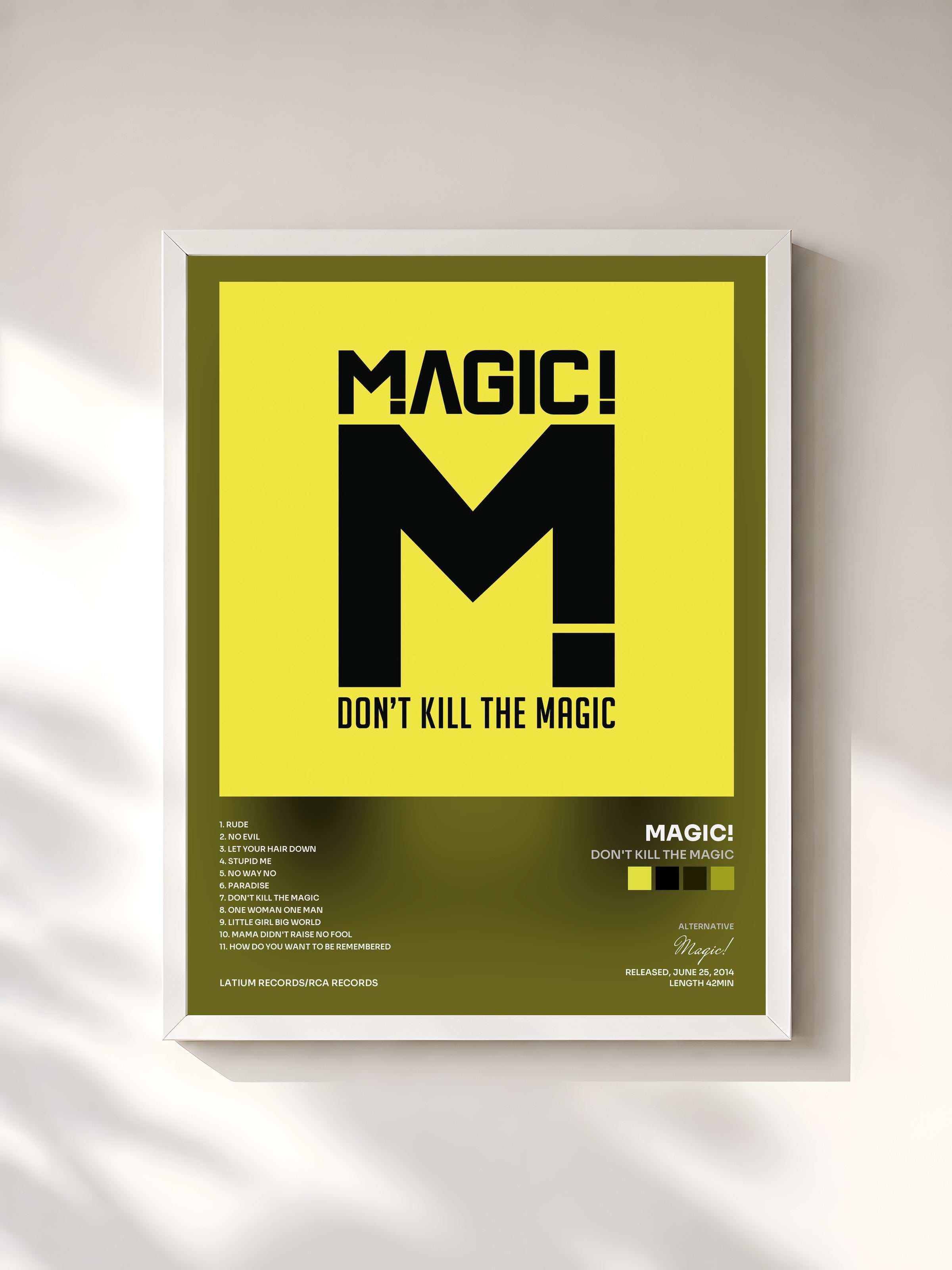 #blanc Tableau de l'album Don't Kill the Magic de Magic!, cadre blanc, imprimé et encadré en France