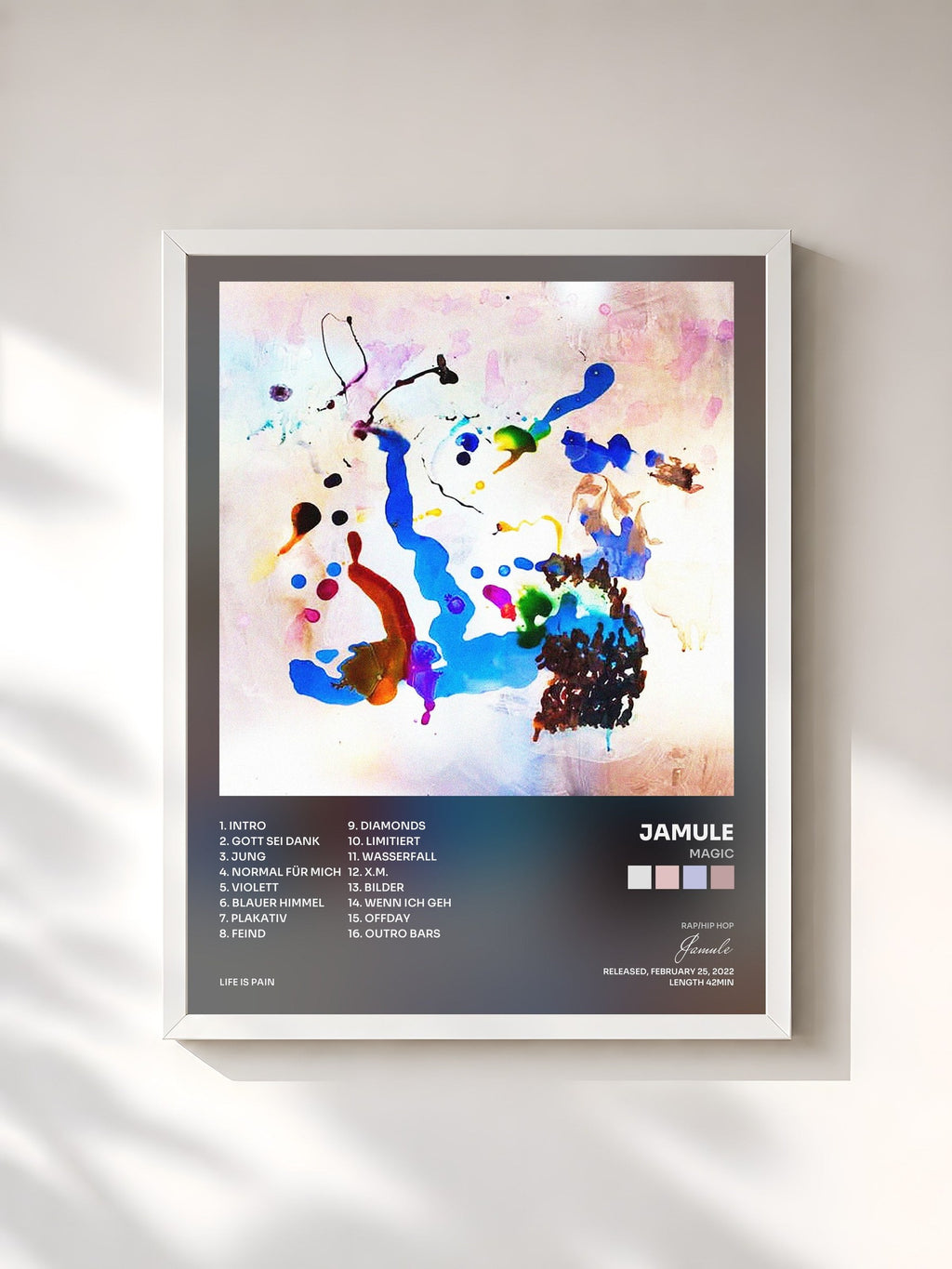 #blanc Tableau de l'album Magic de Jamule, cadre blanc, imprimé et encadré en France